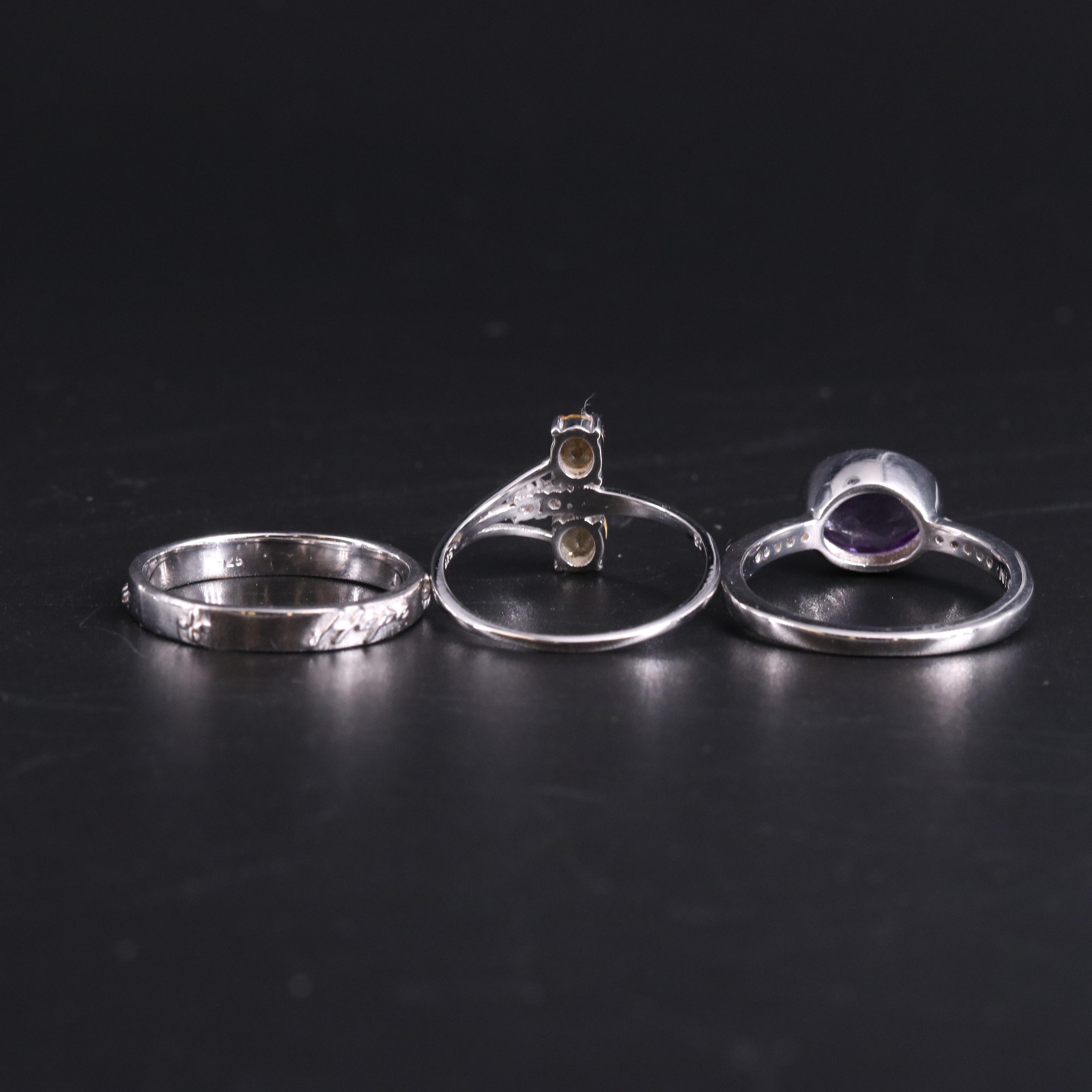 Assortment of Sterling Silver Gemstone Rings