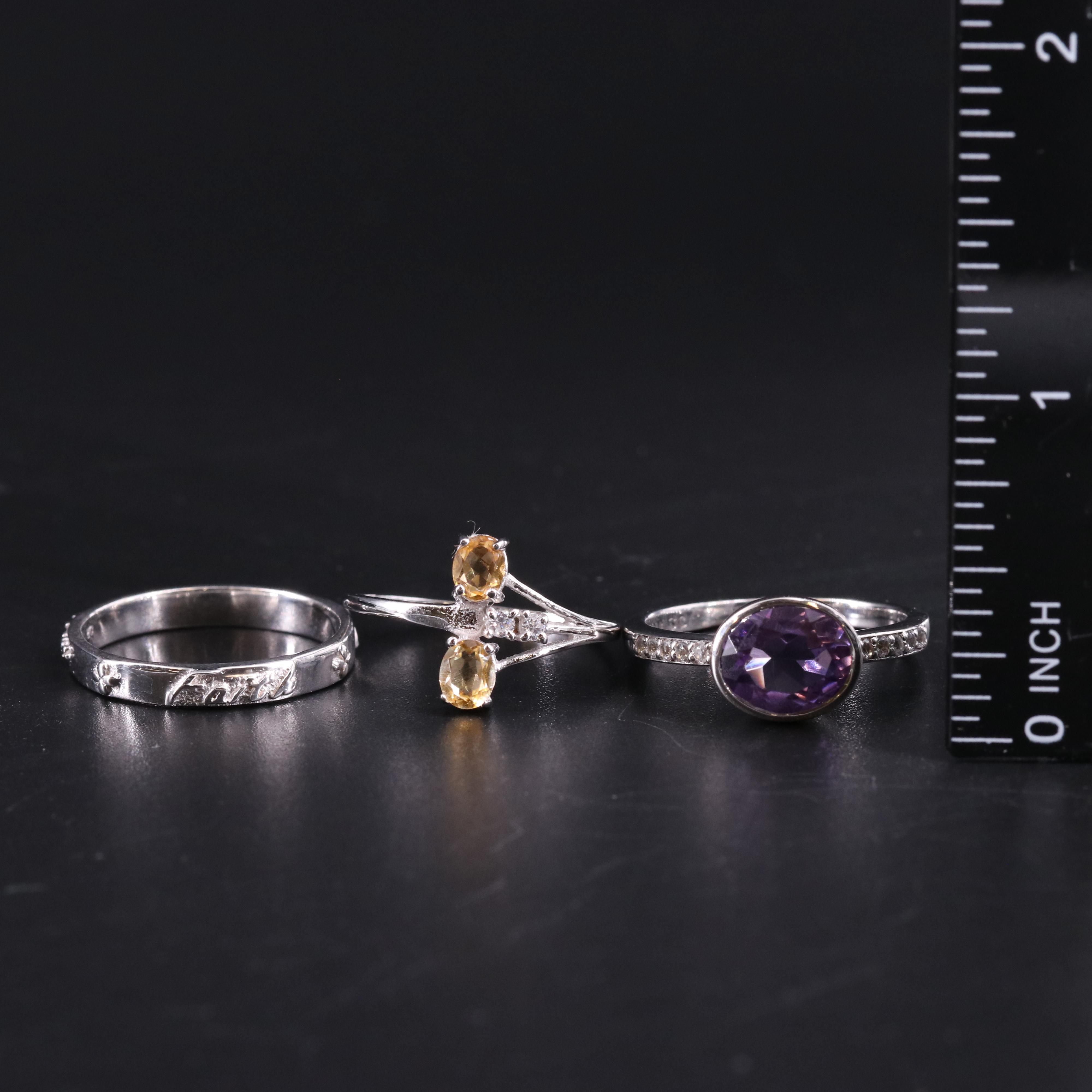 Assortment of Sterling Silver Gemstone Rings