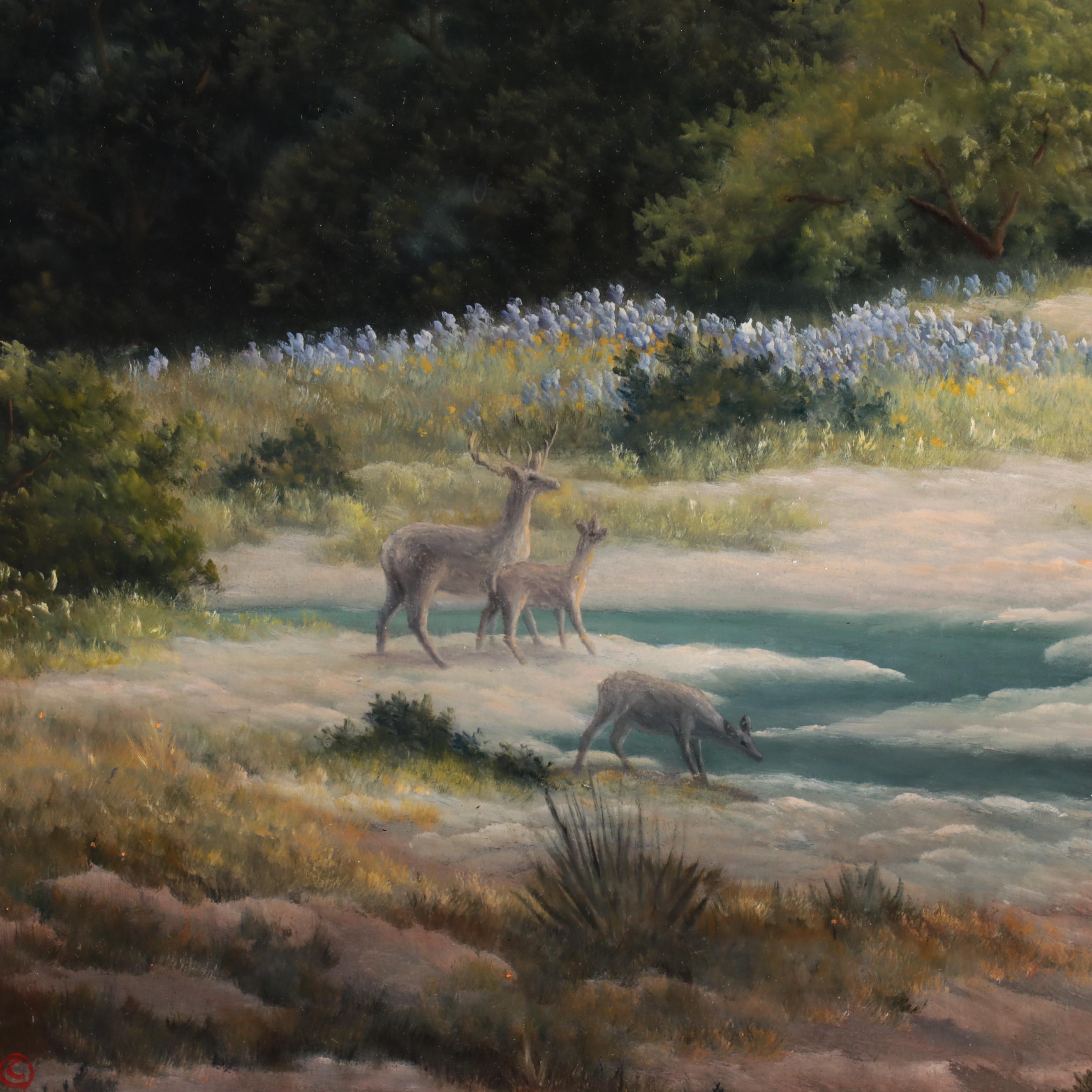 Robert De Leon Landscape Oil Painting "The Traditional Blue," 1980