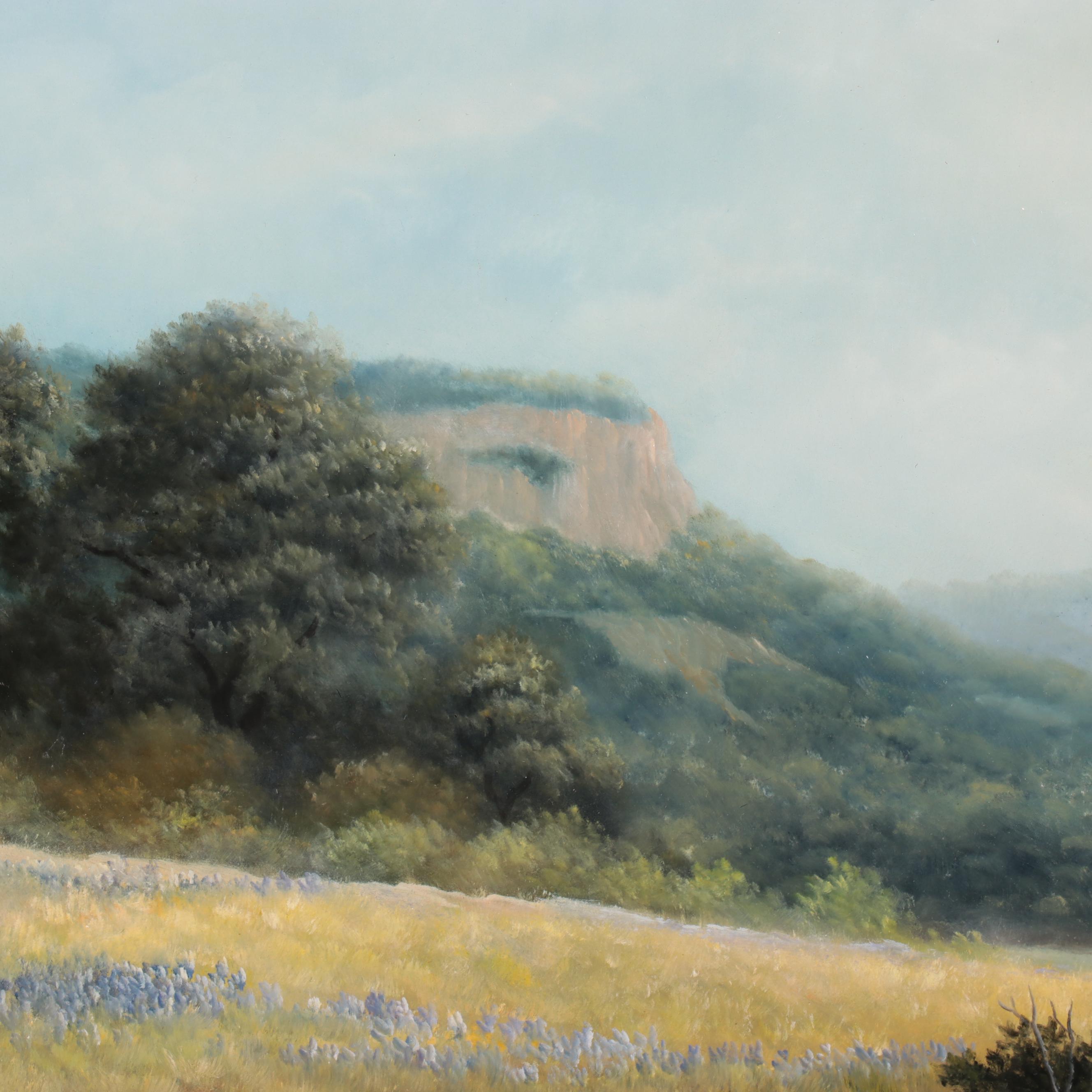 Robert De Leon Landscape Oil Painting "The Traditional Blue," 1980