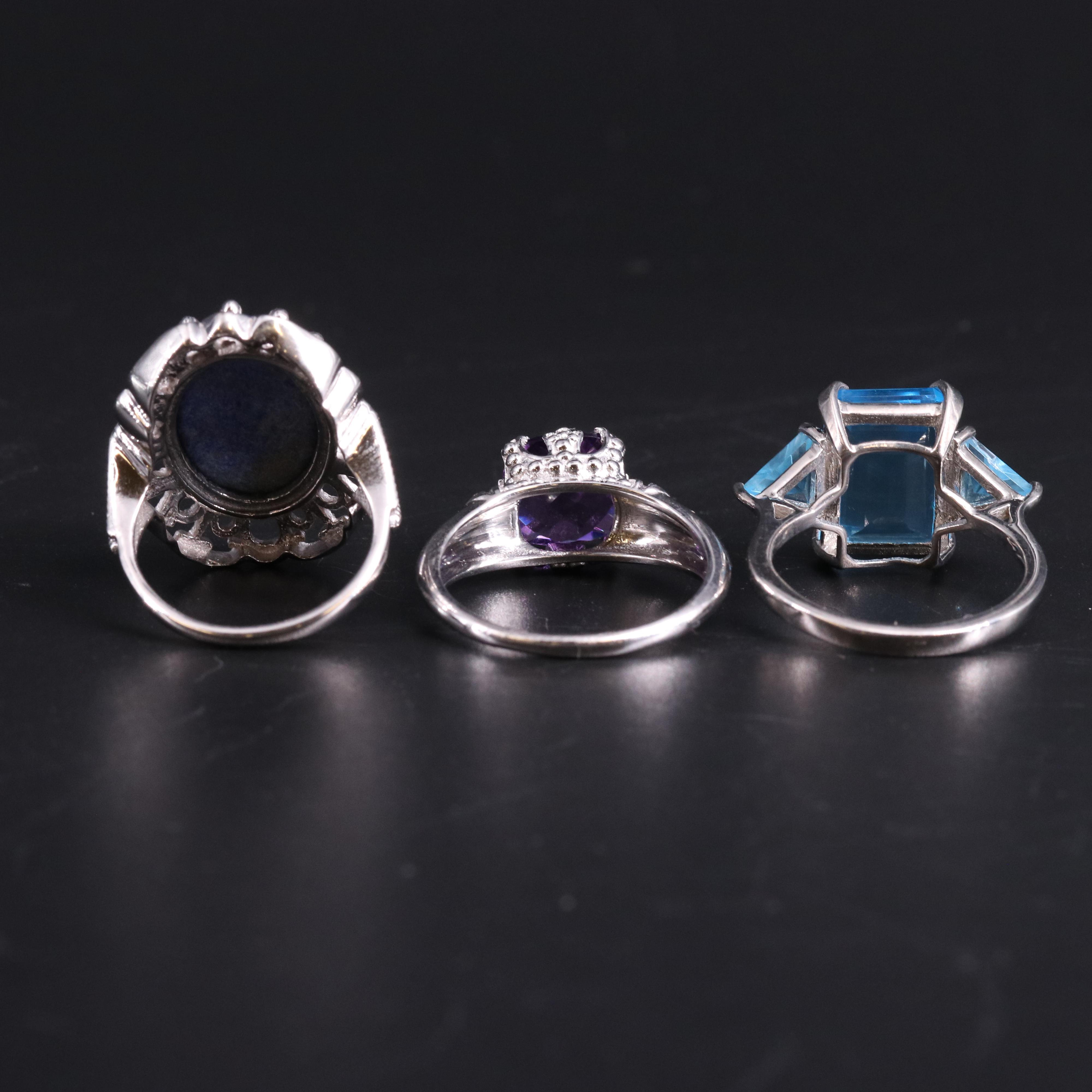 Assortment of Sterling Silver Gemstone Rings