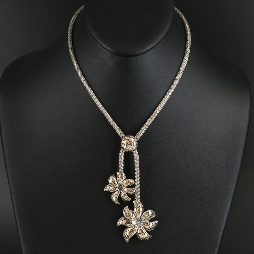 John Hardy "Ayu Jasmine Dot" Sterling Flower Necklace with 18K Accents