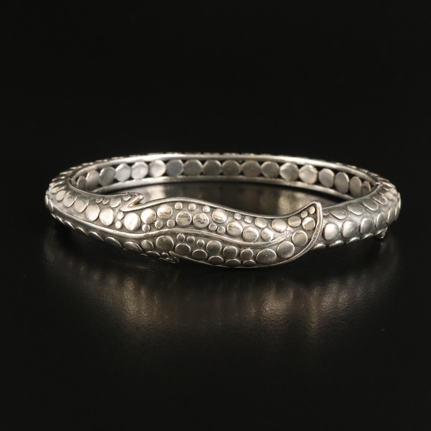 John Hardy "Ayu Leaf Dot" Sterling Hinged Bangle