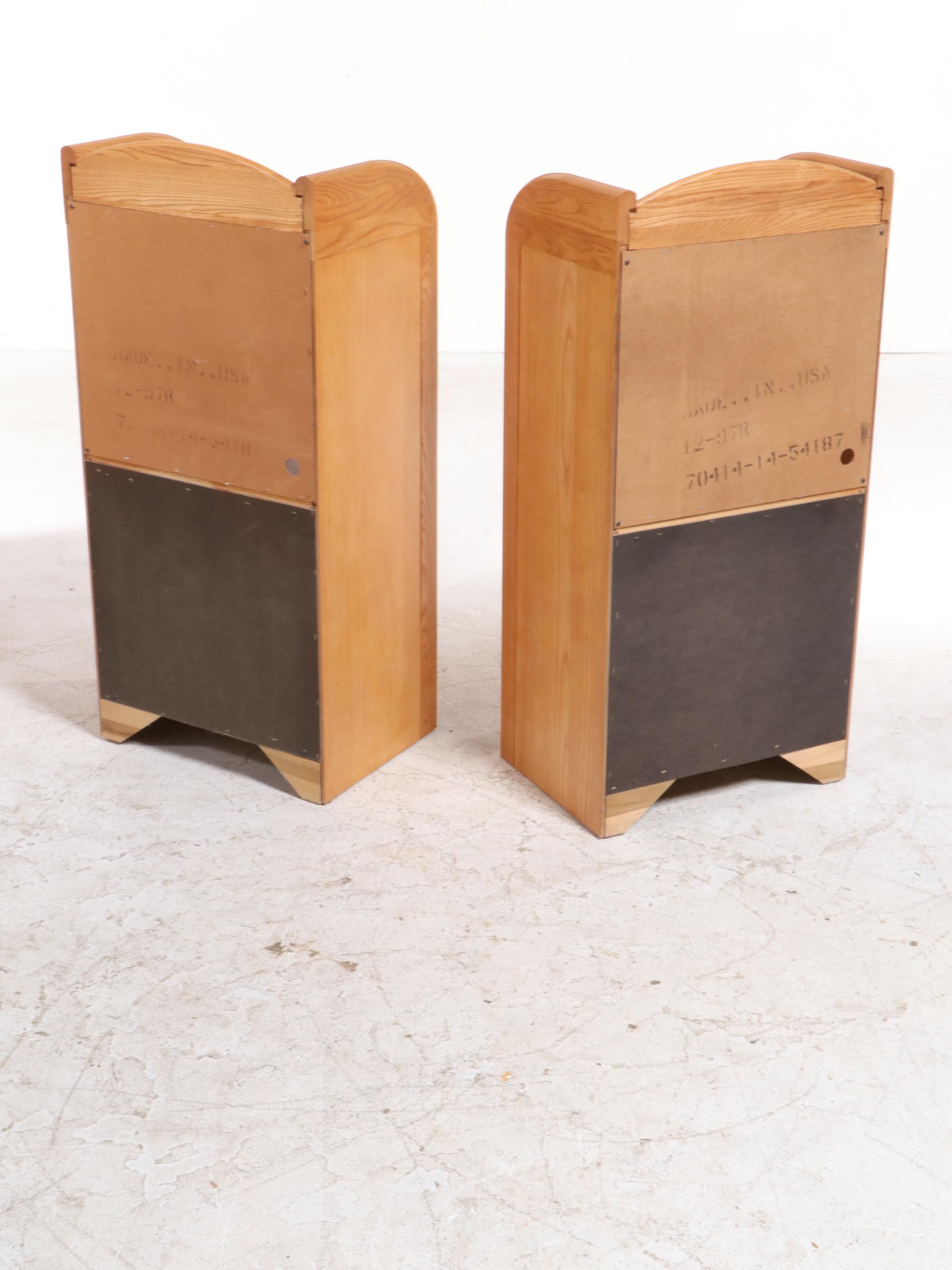 Stanley Three-Piece Oak Chest of Drawers and Bookcase Nightstands