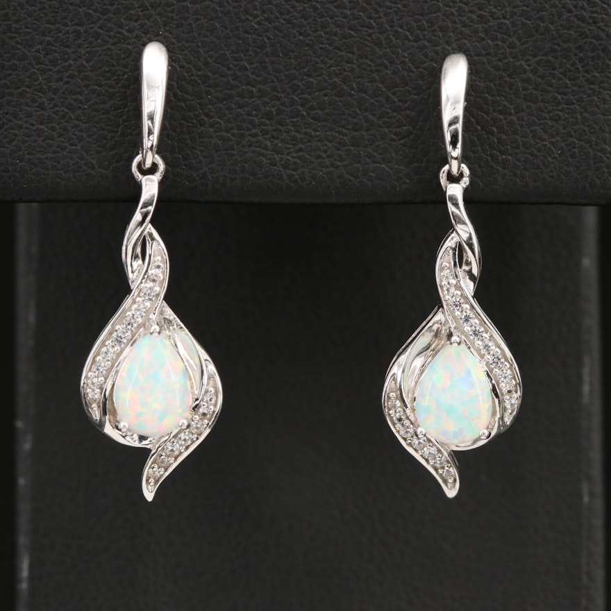 Sterling Opal and Topaz Drop Earrings