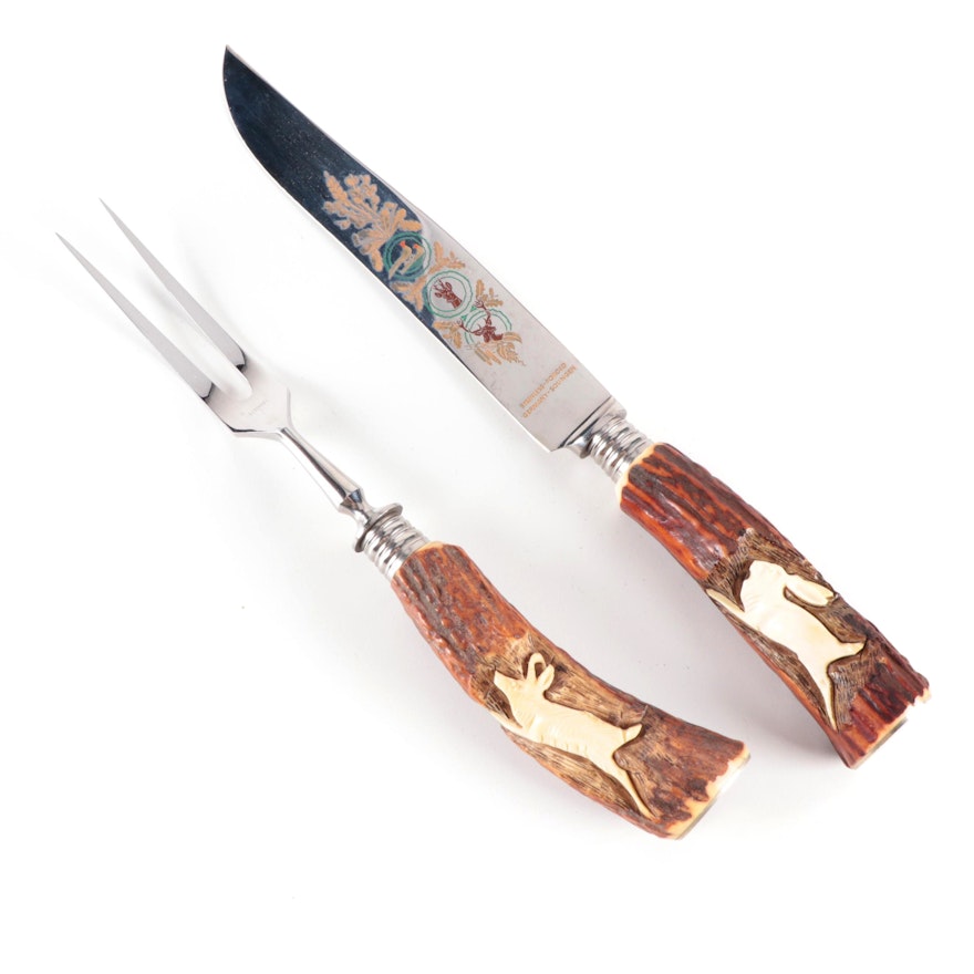Solingen Two-Piece Stag Handle Carving Set