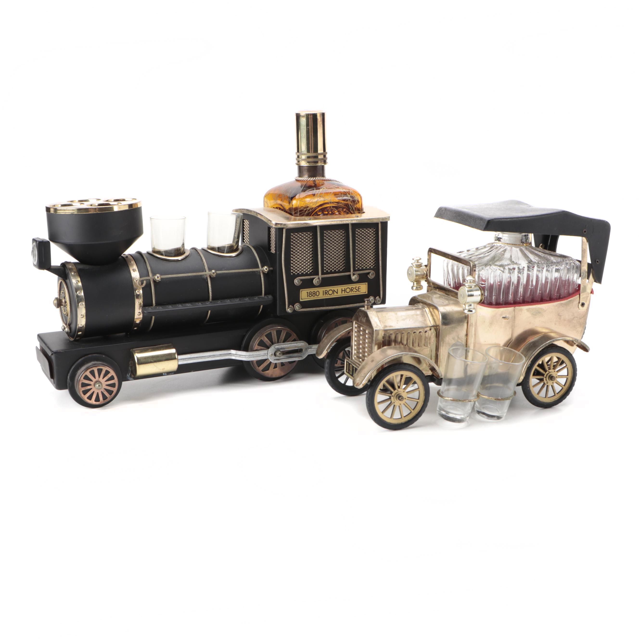 Crown Royal Car and Other Train Shaped Decanter Set