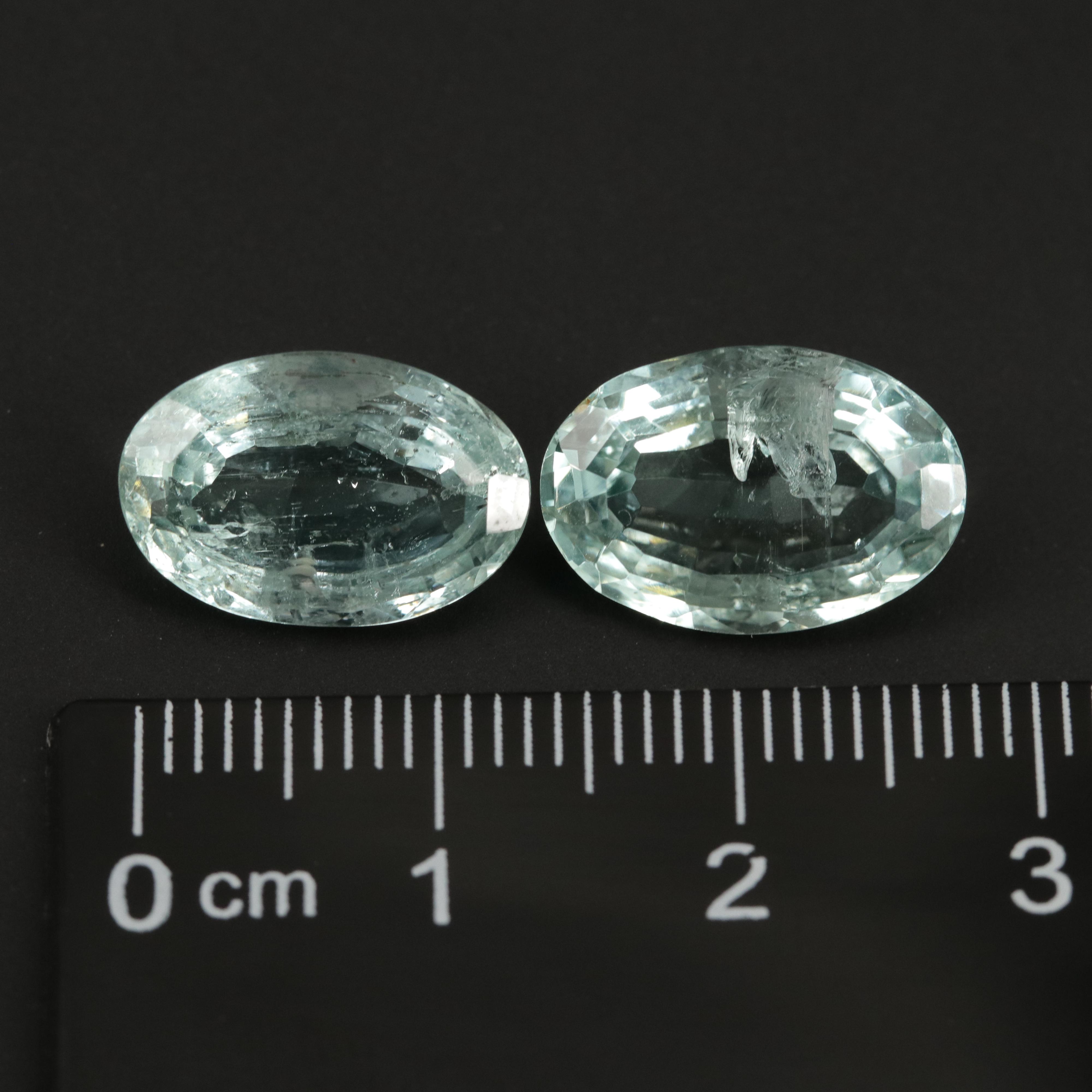 Loose 9.59 CTW Matched Pair Oval Faceted Beryls