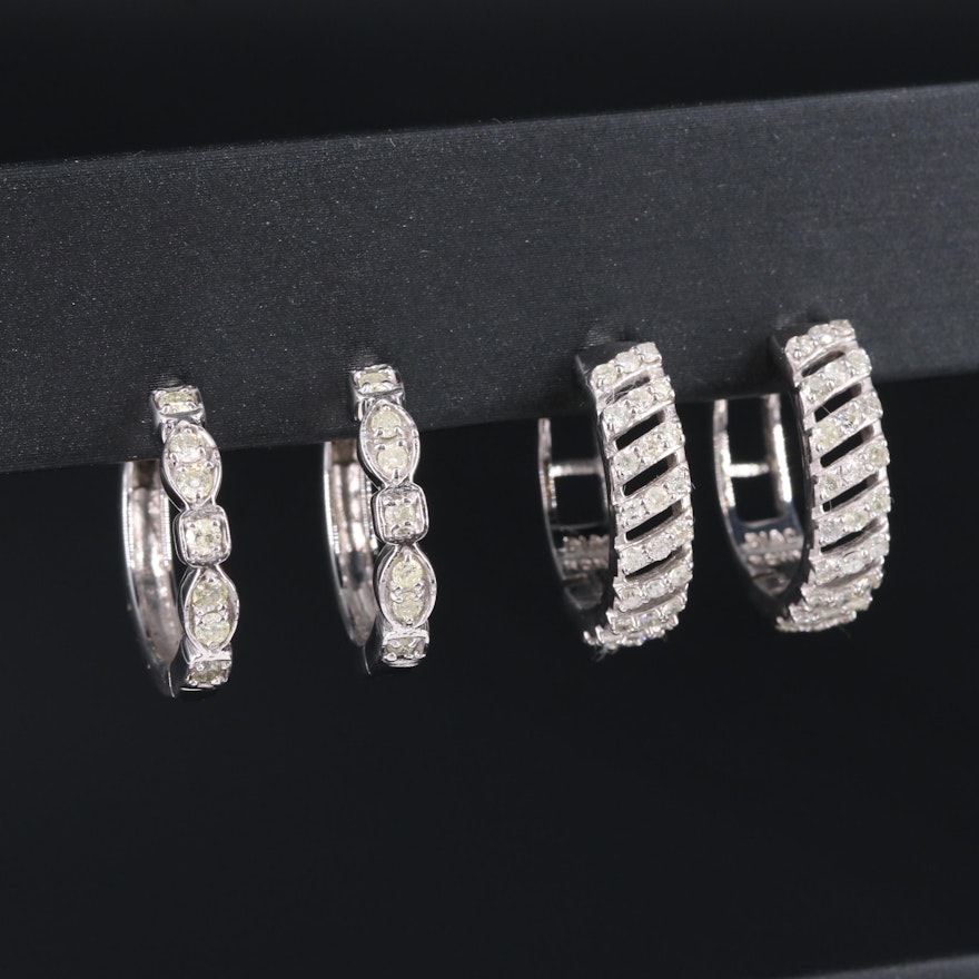 Sterling Silver Earring Collection Including Diamonds