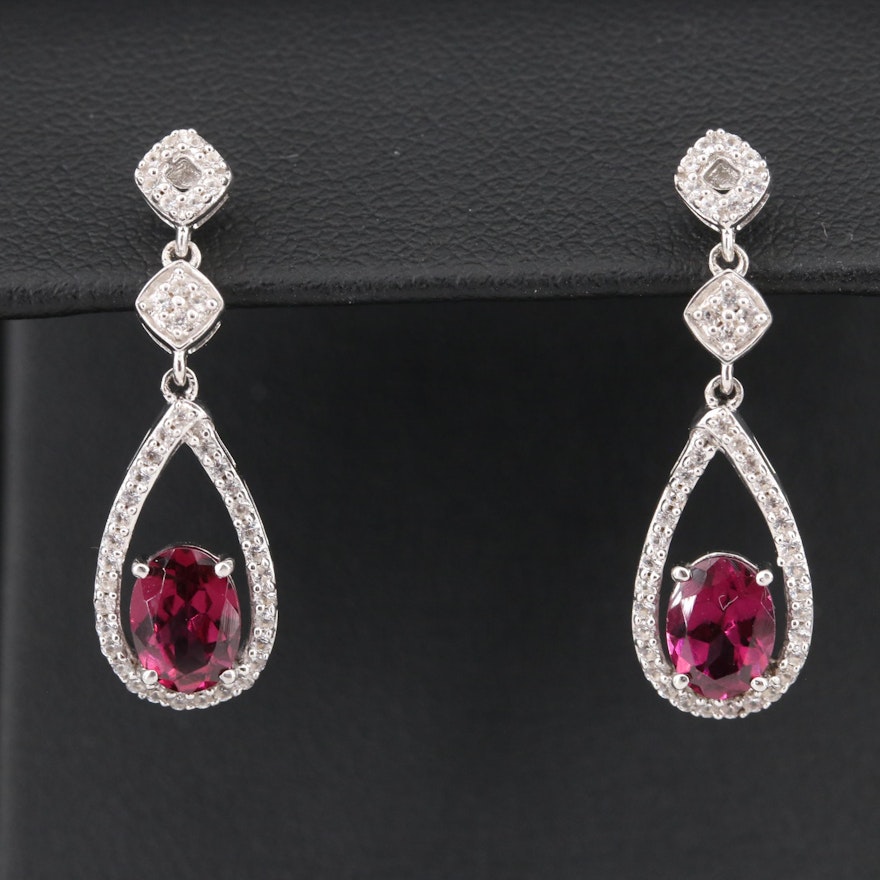 Sterling Garnet and Topaz Earrings