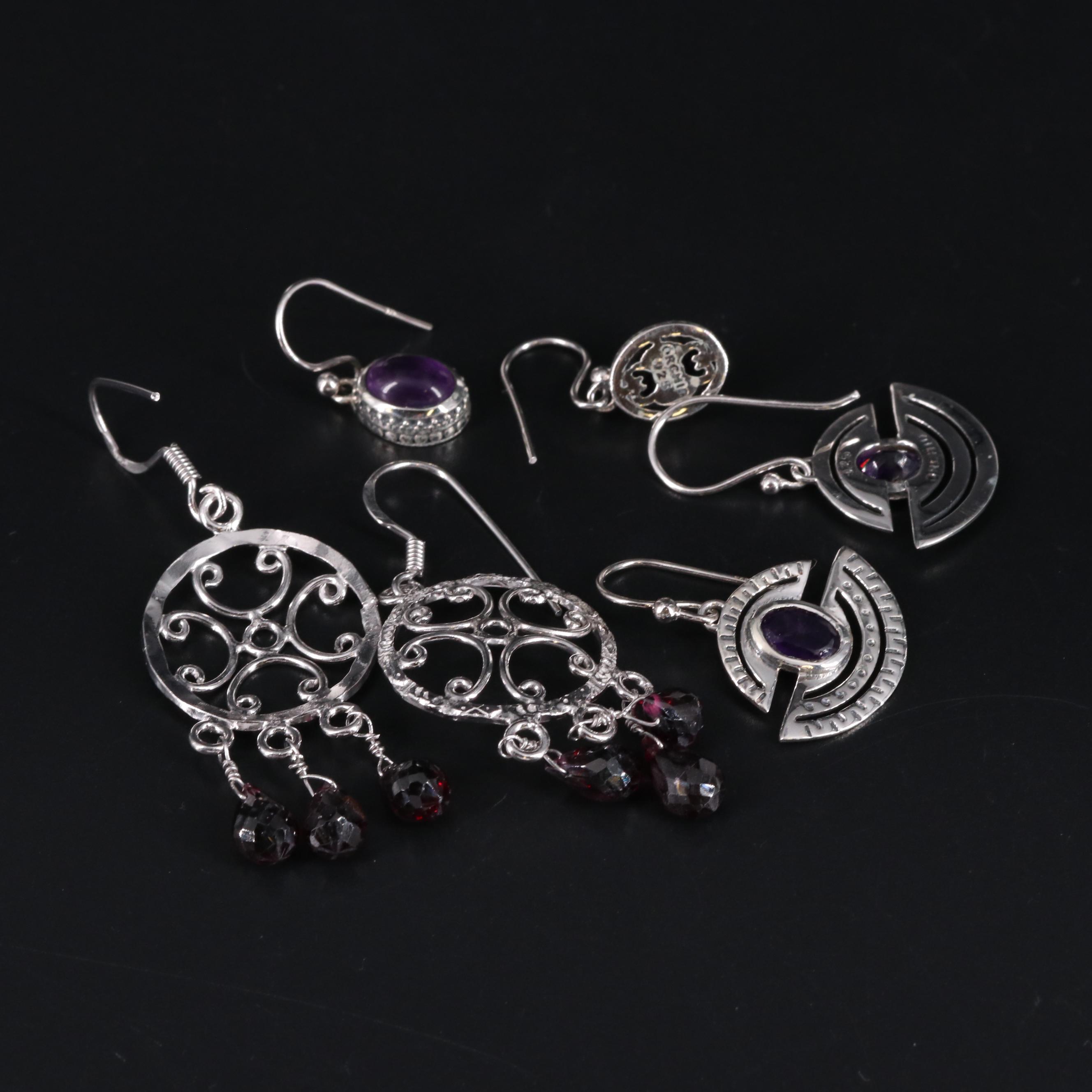 Sterling Silver Earring Collection Including Gemstones