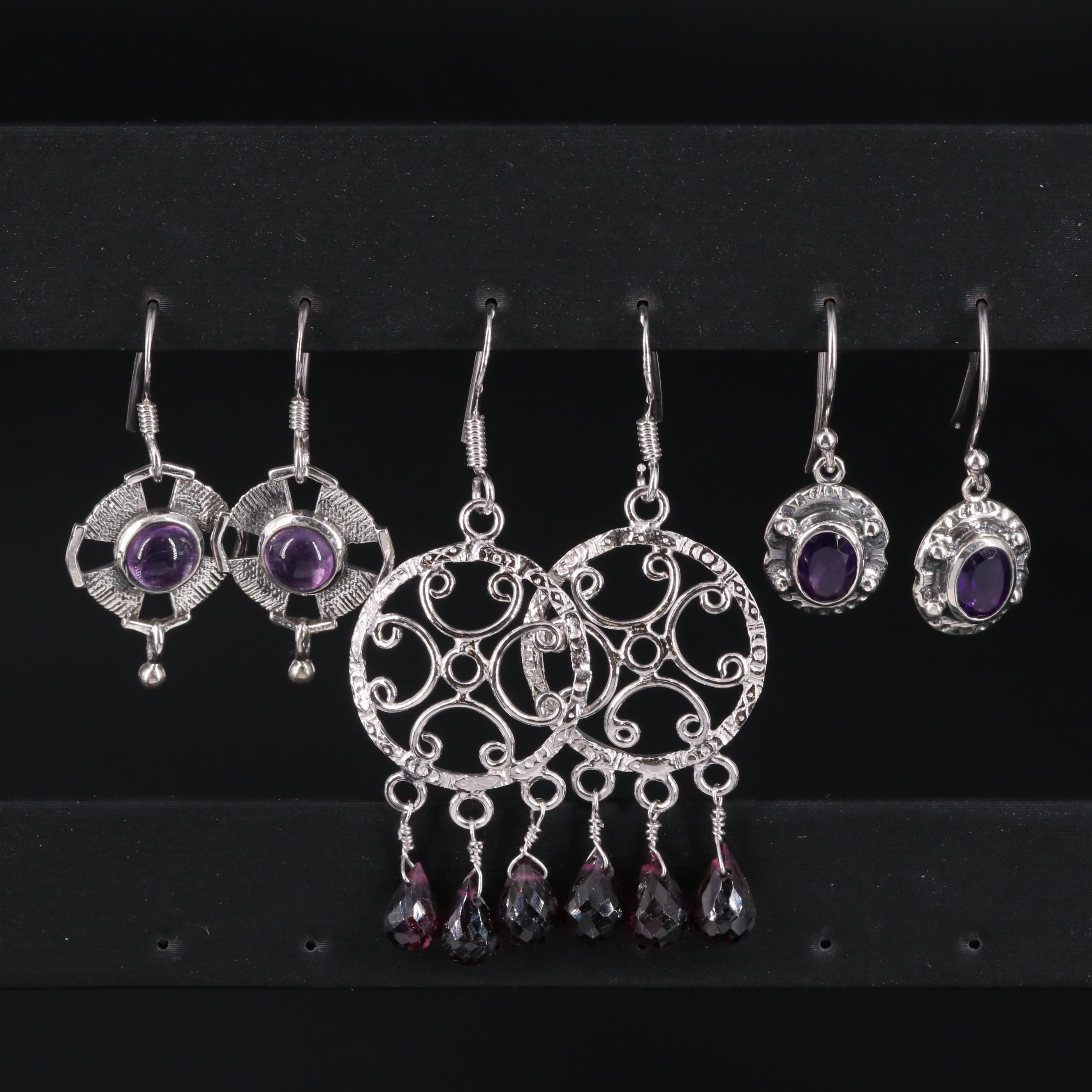Sterling Silver Earring Collection Including Gemstones