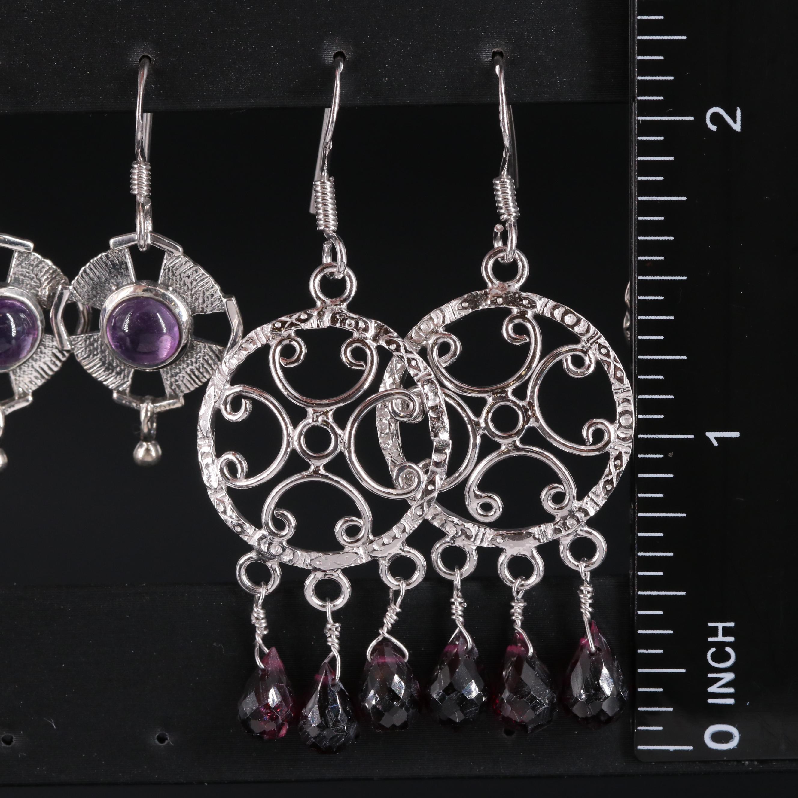 Sterling Silver Earring Collection Including Gemstones