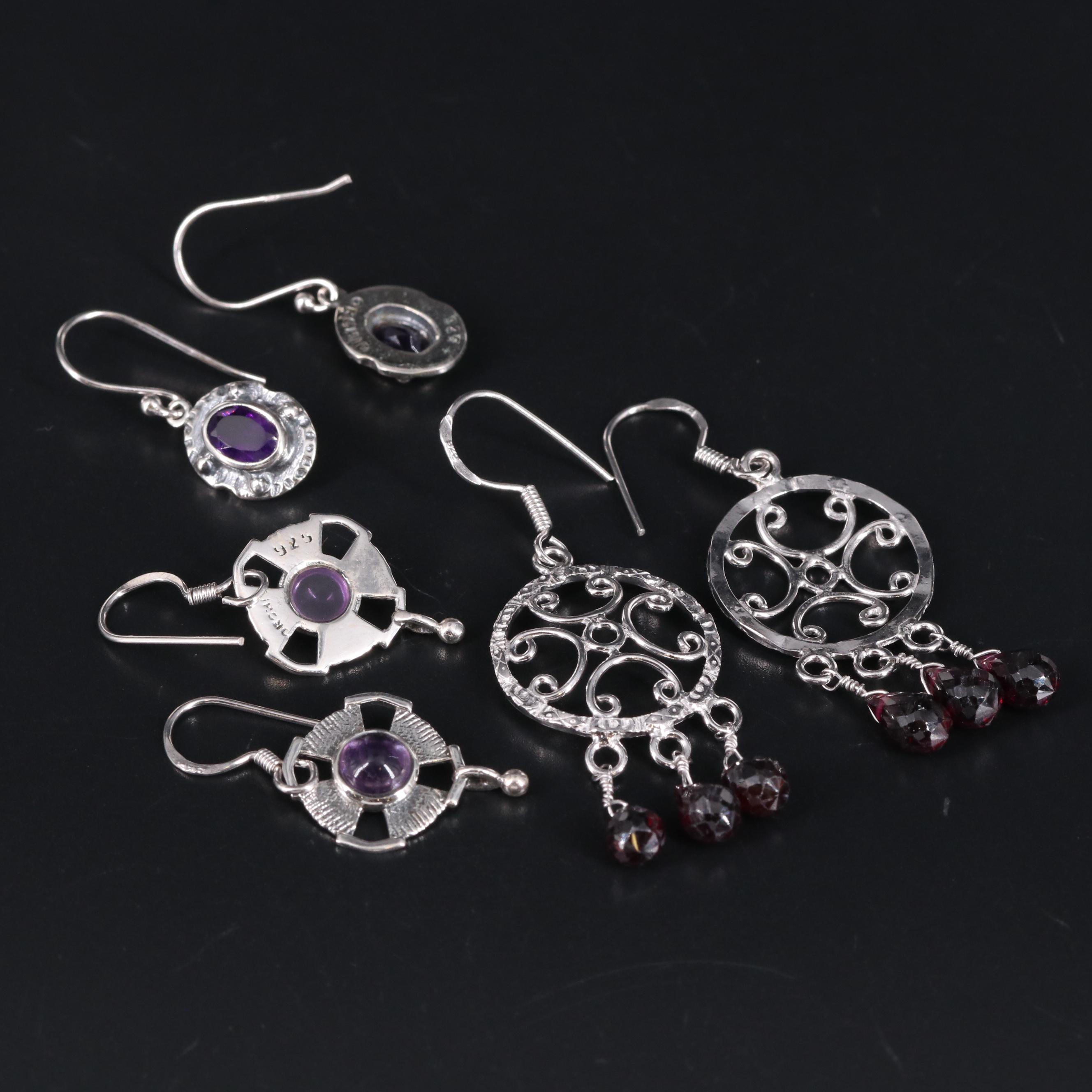 Sterling Silver Earring Collection Including Gemstones