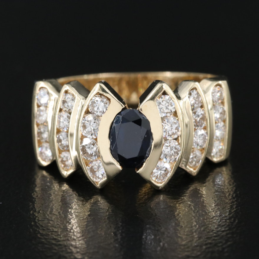 14K Sapphire and Diamond Ring