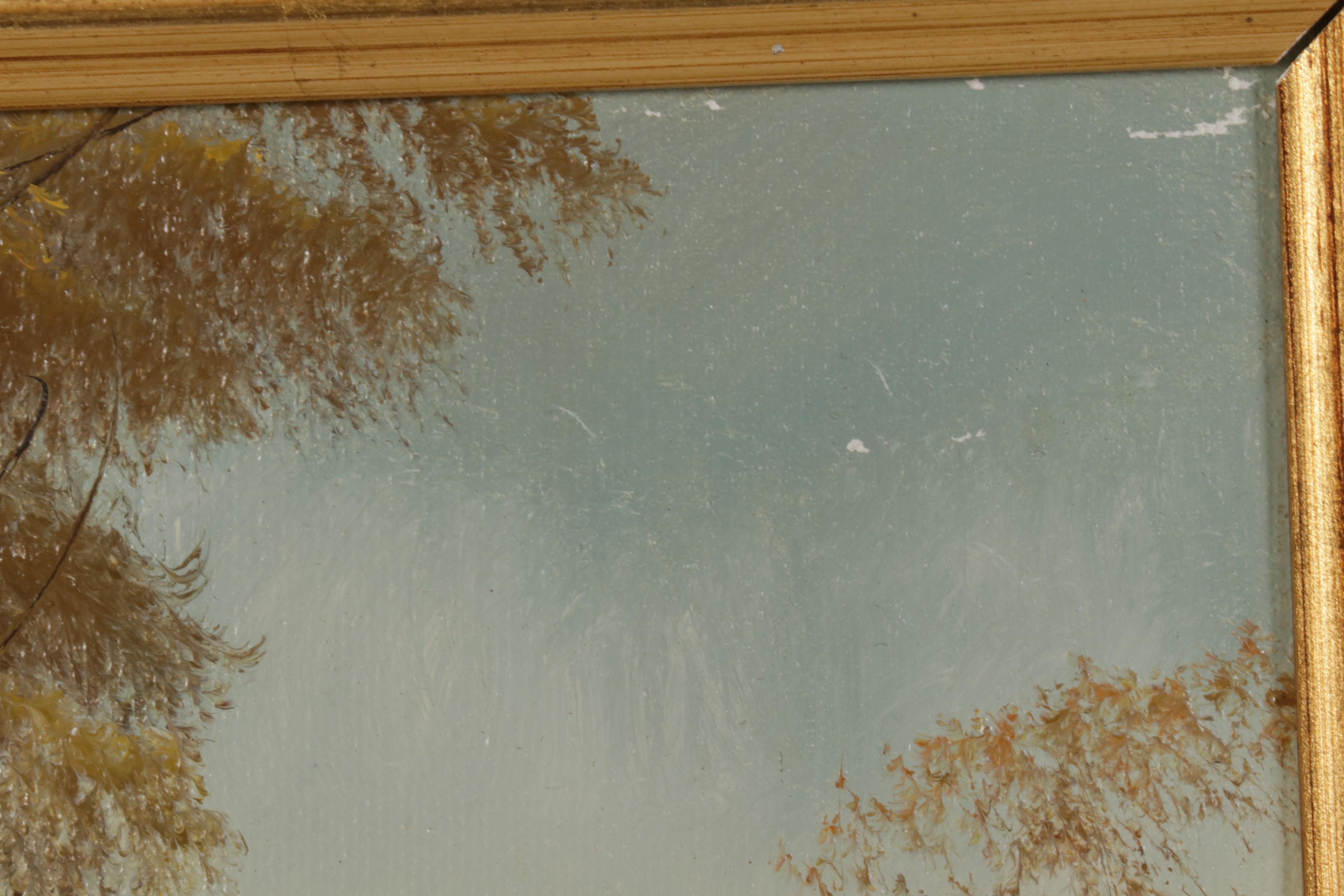 Forest Pond Landscape Oil Painting, Late 20th-21st Century