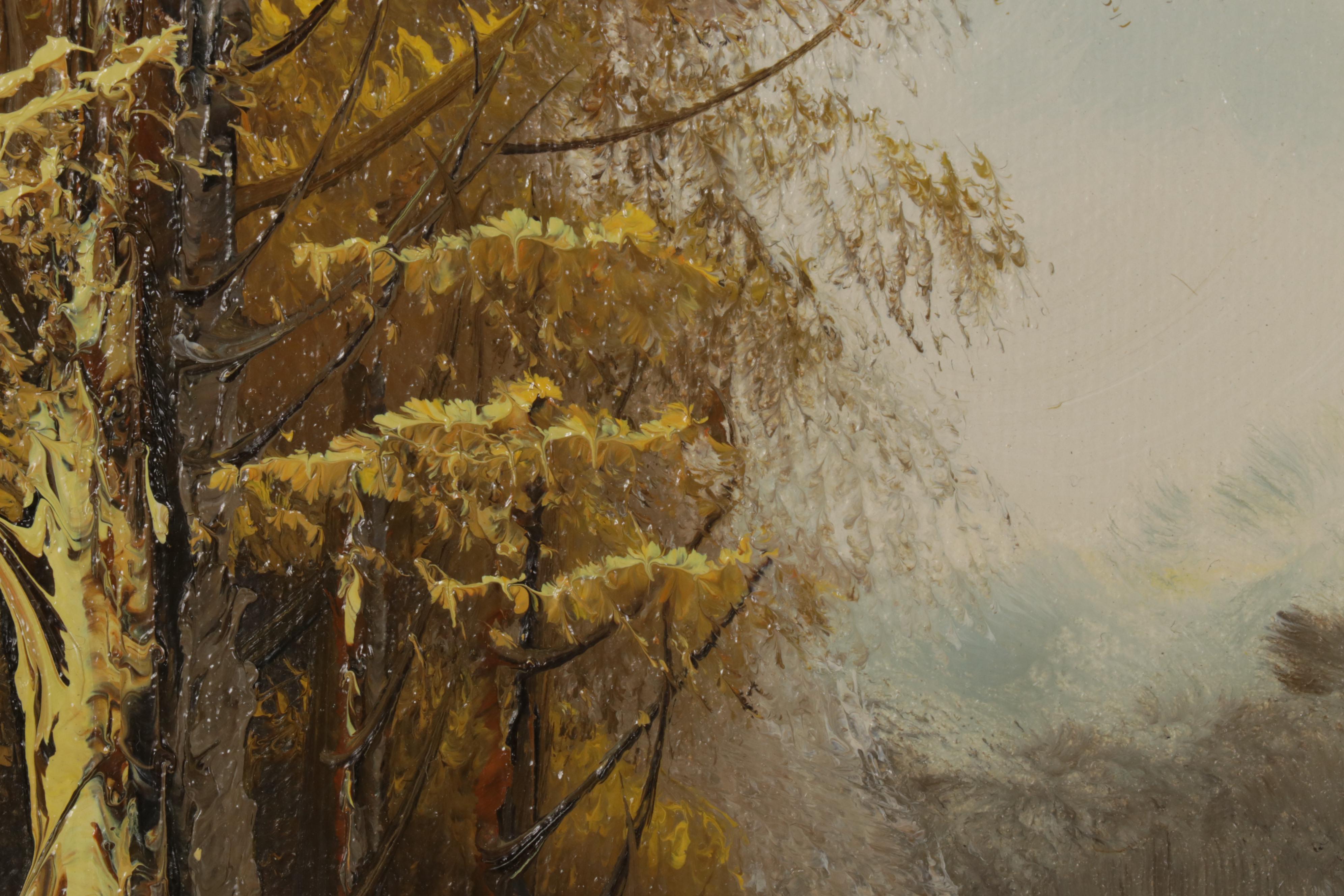 Forest Pond Landscape Oil Painting, Late 20th-21st Century