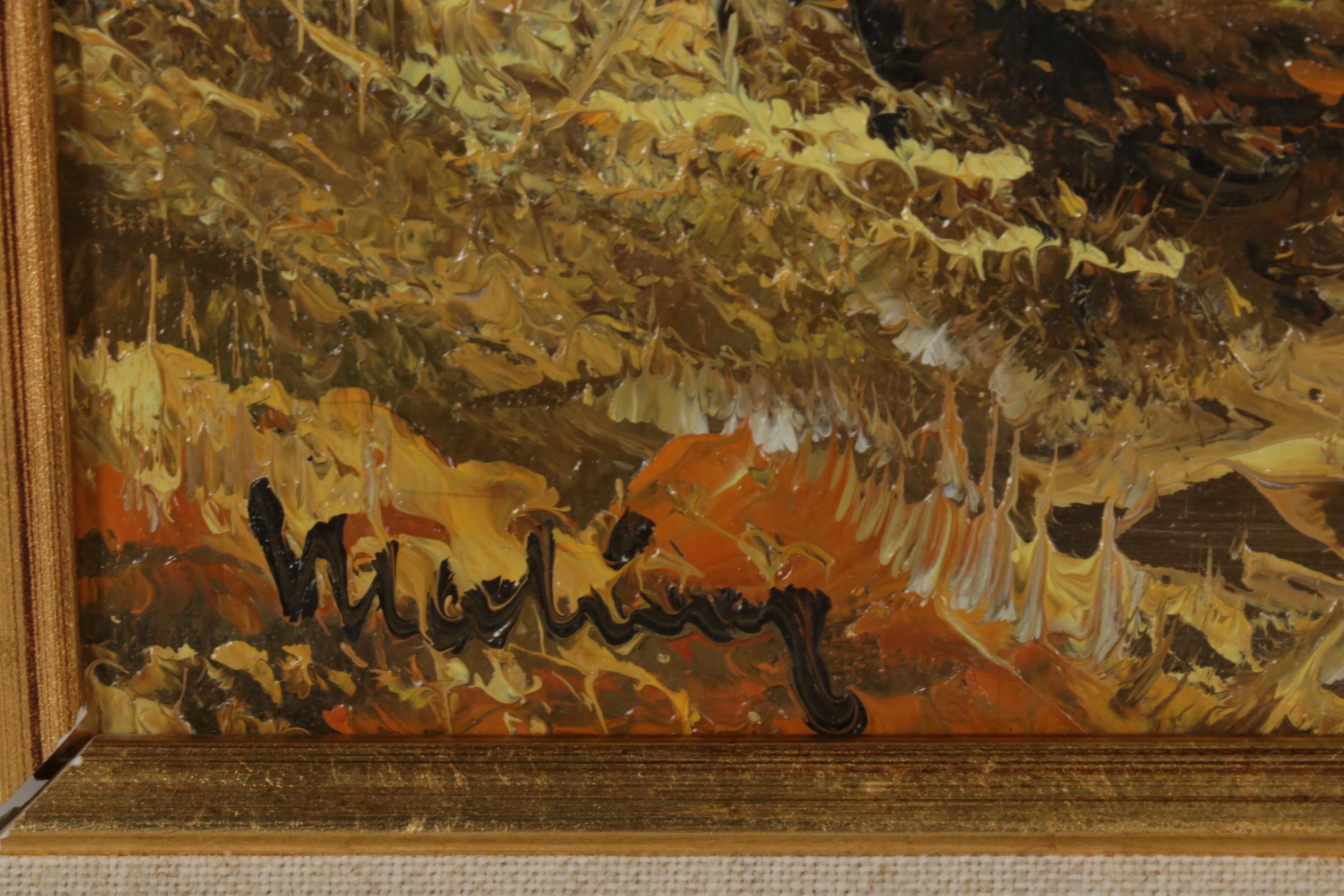 Forest Pond Landscape Oil Painting, Late 20th-21st Century