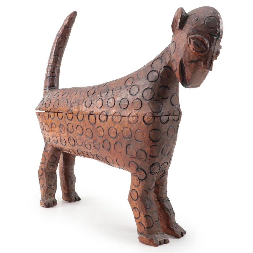 Benin Kola Nut Vessel in the Form of a Leopard, First Half 20th Century