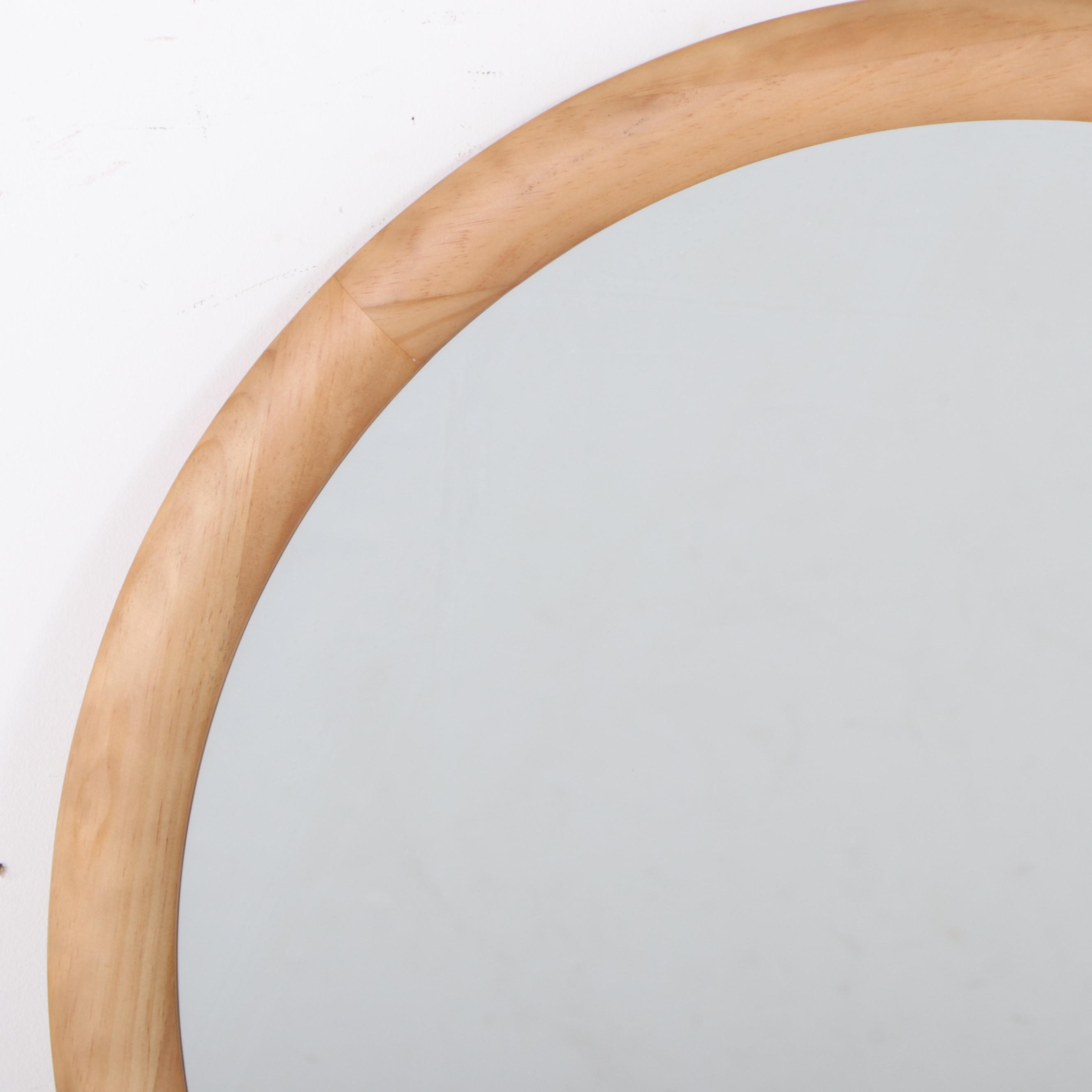 Threshold Natural Wood Framed Round Wall Mirror