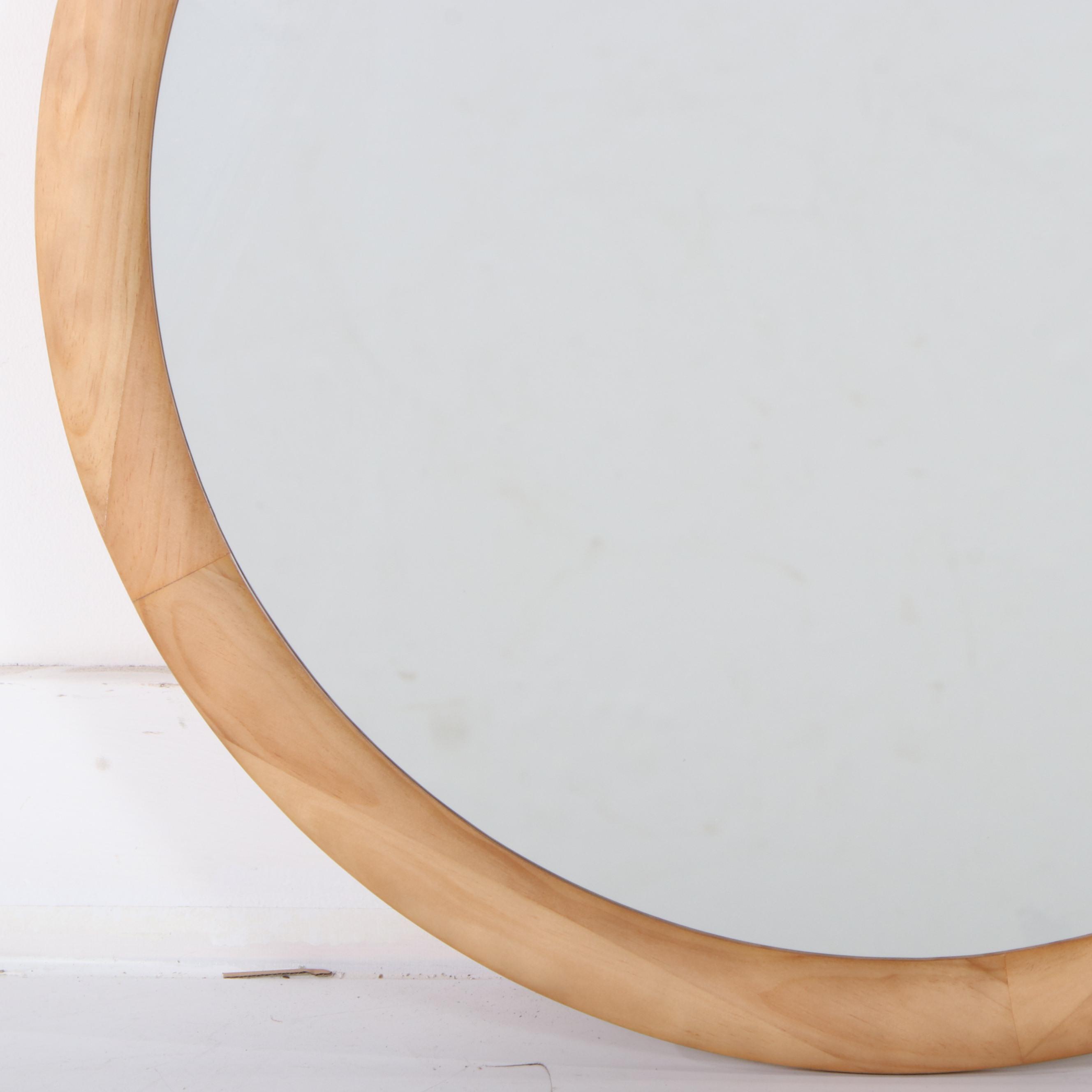 Threshold Natural Wood Framed Round Wall Mirror