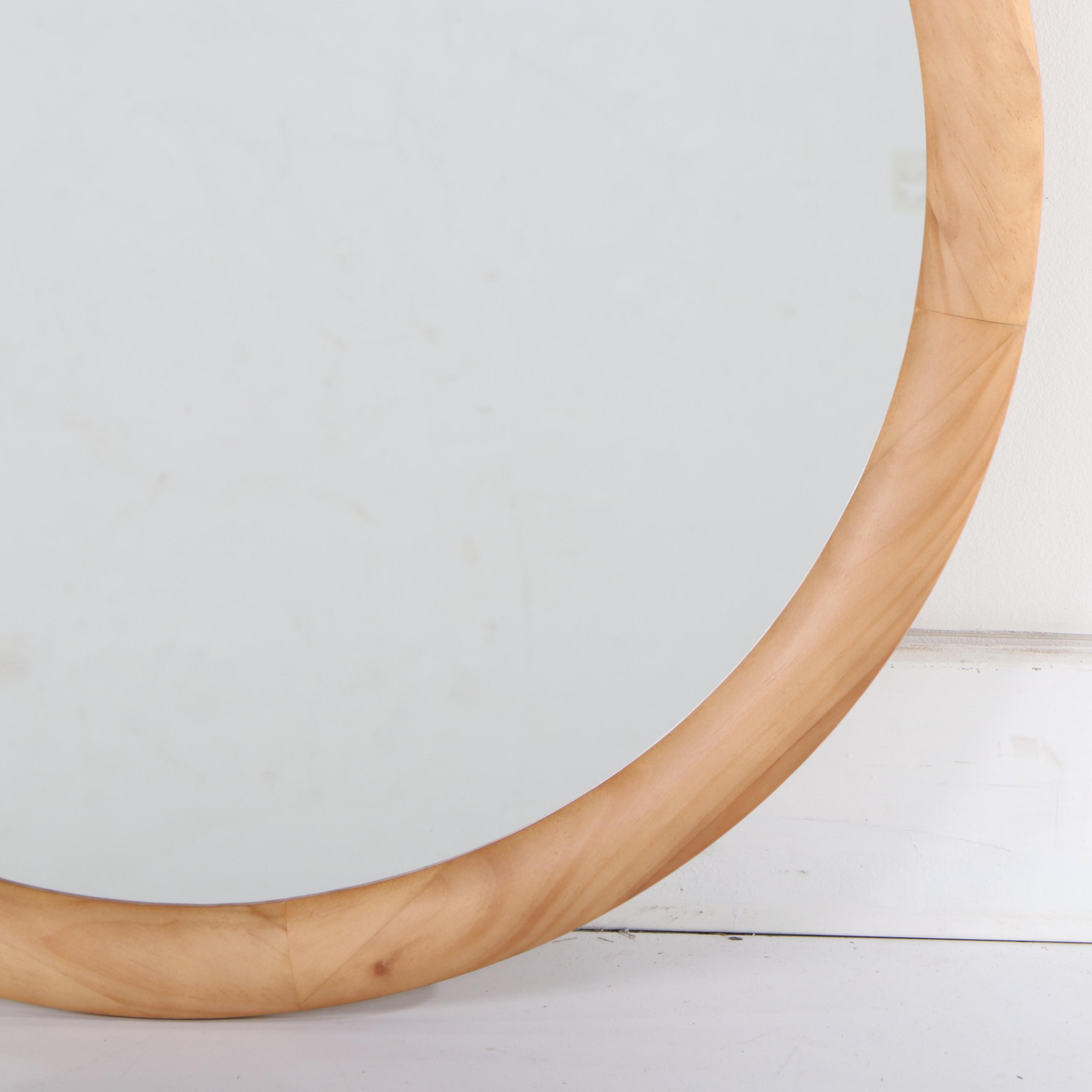 Threshold Natural Wood Framed Round Wall Mirror