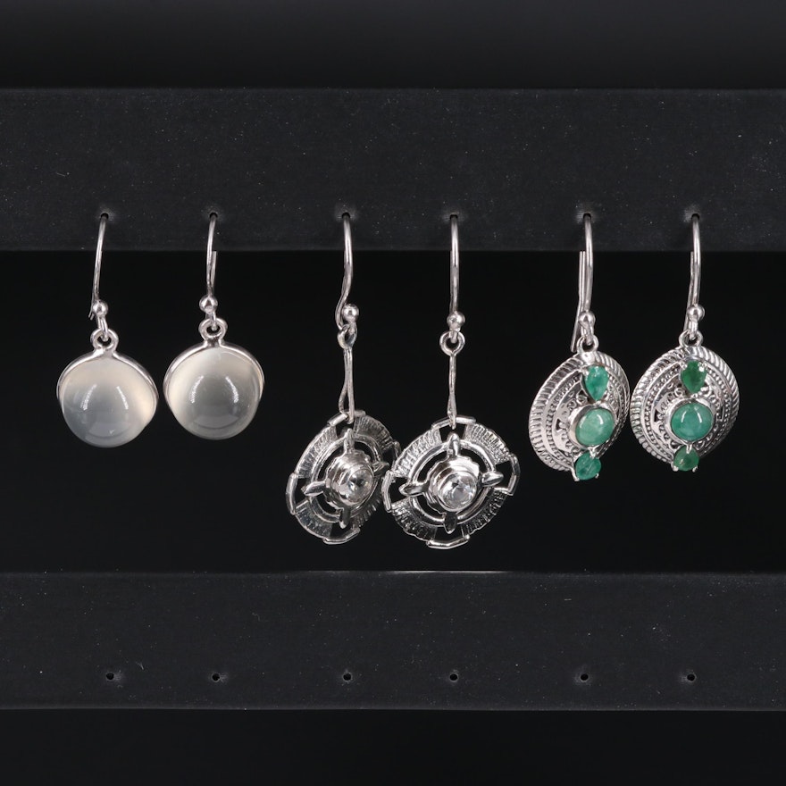 Assortment of Sterling Silver Earrings Including Gemstones