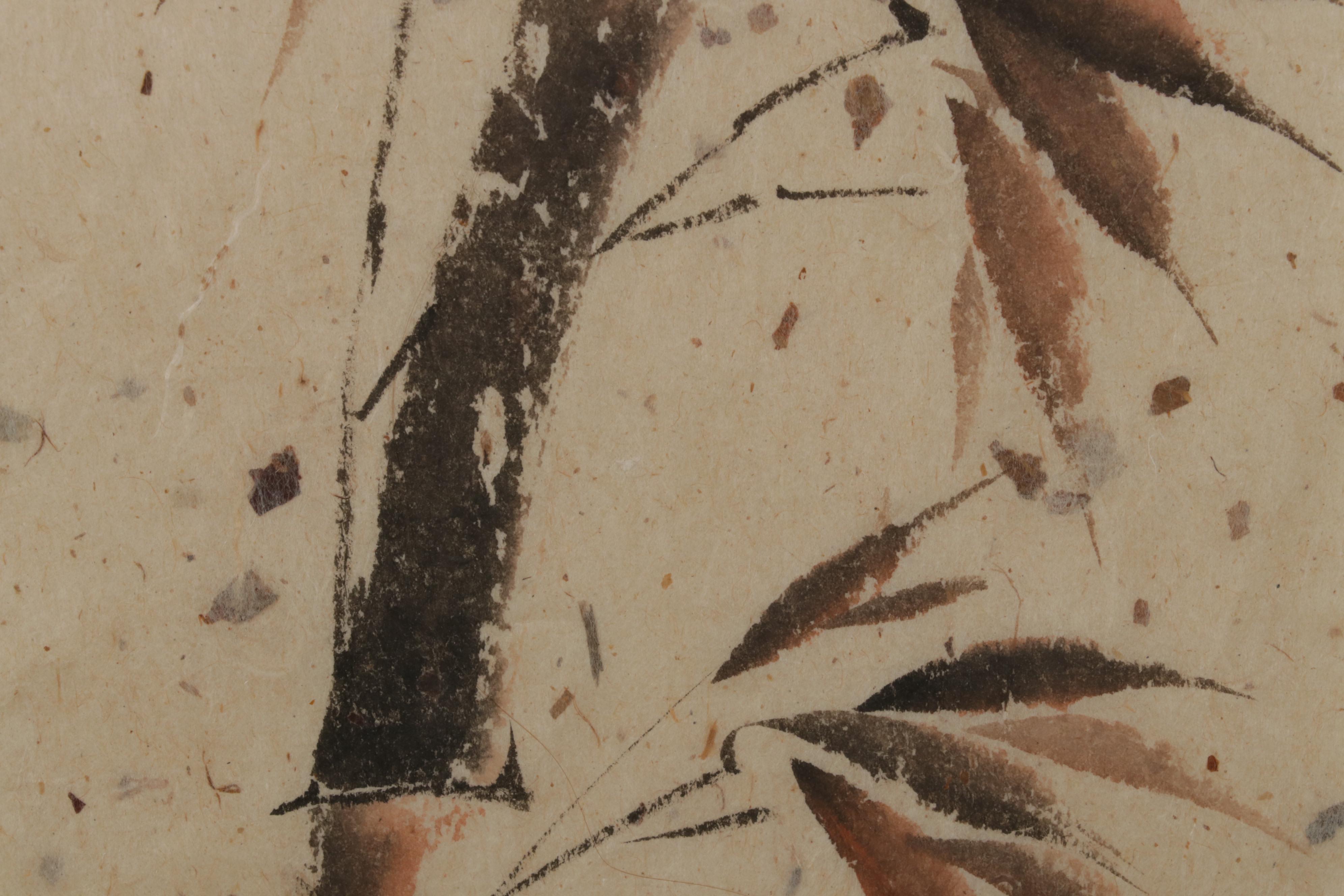 Kee Hee Butterworth Watercolor and Ink Wash Painting "Bamboo," 1984