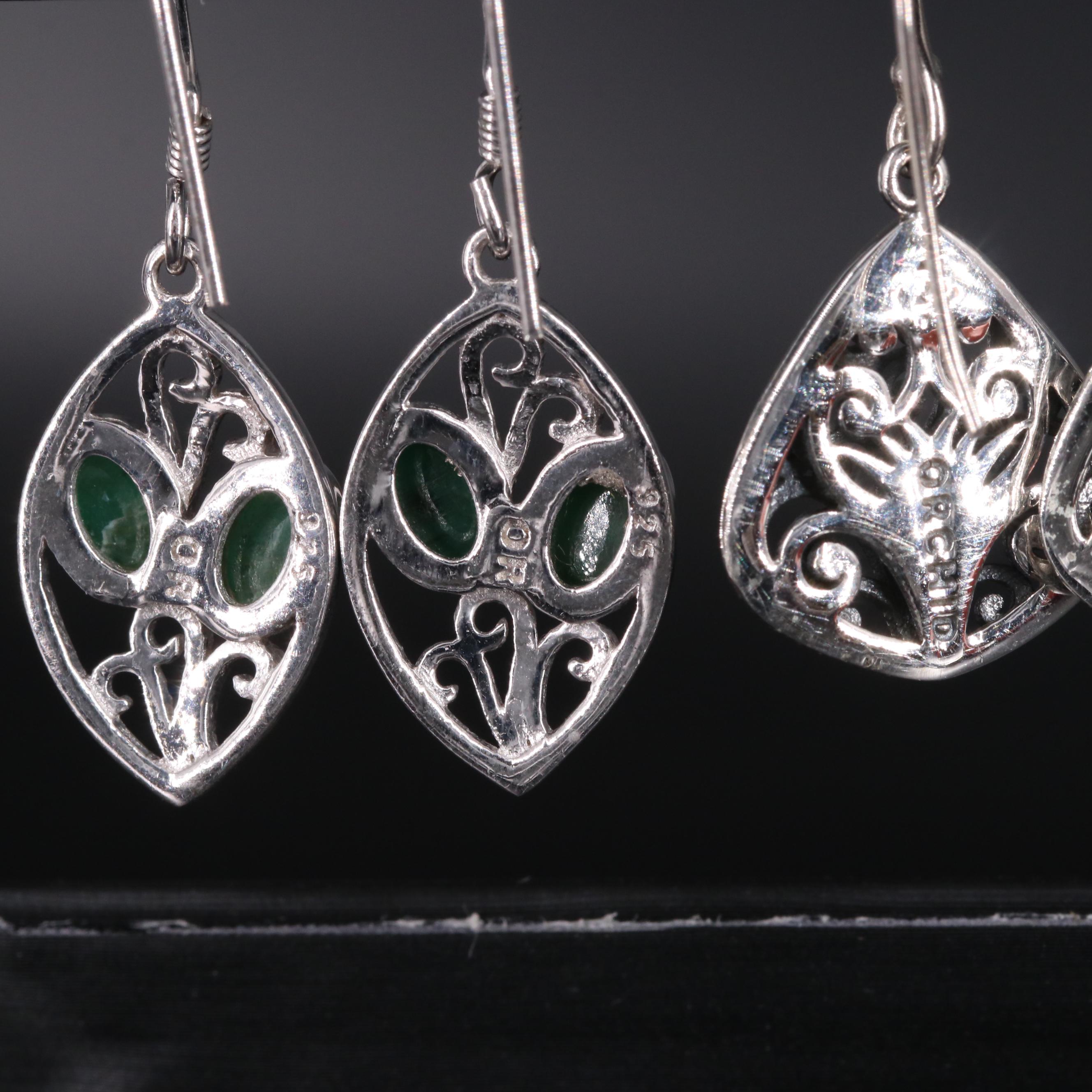 Sterling Silver Earring Collection Including Gemstones