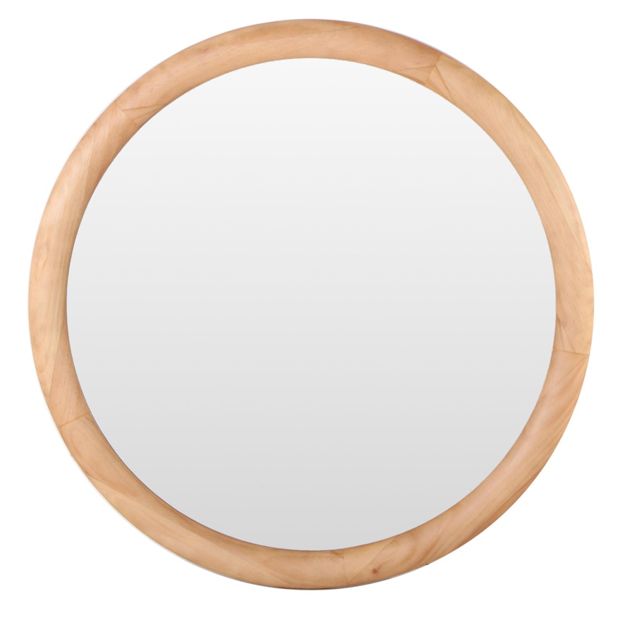 Threshold Natural Wood Framed Round Wall Mirror