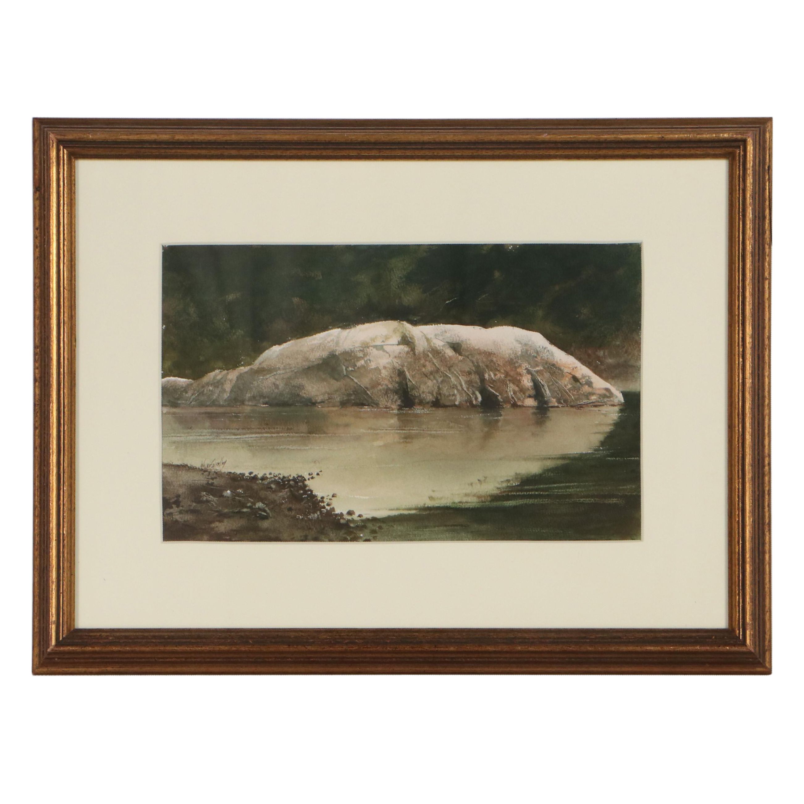 Wayne Spradley Watercolor Painting "The Rock," Circa 1972