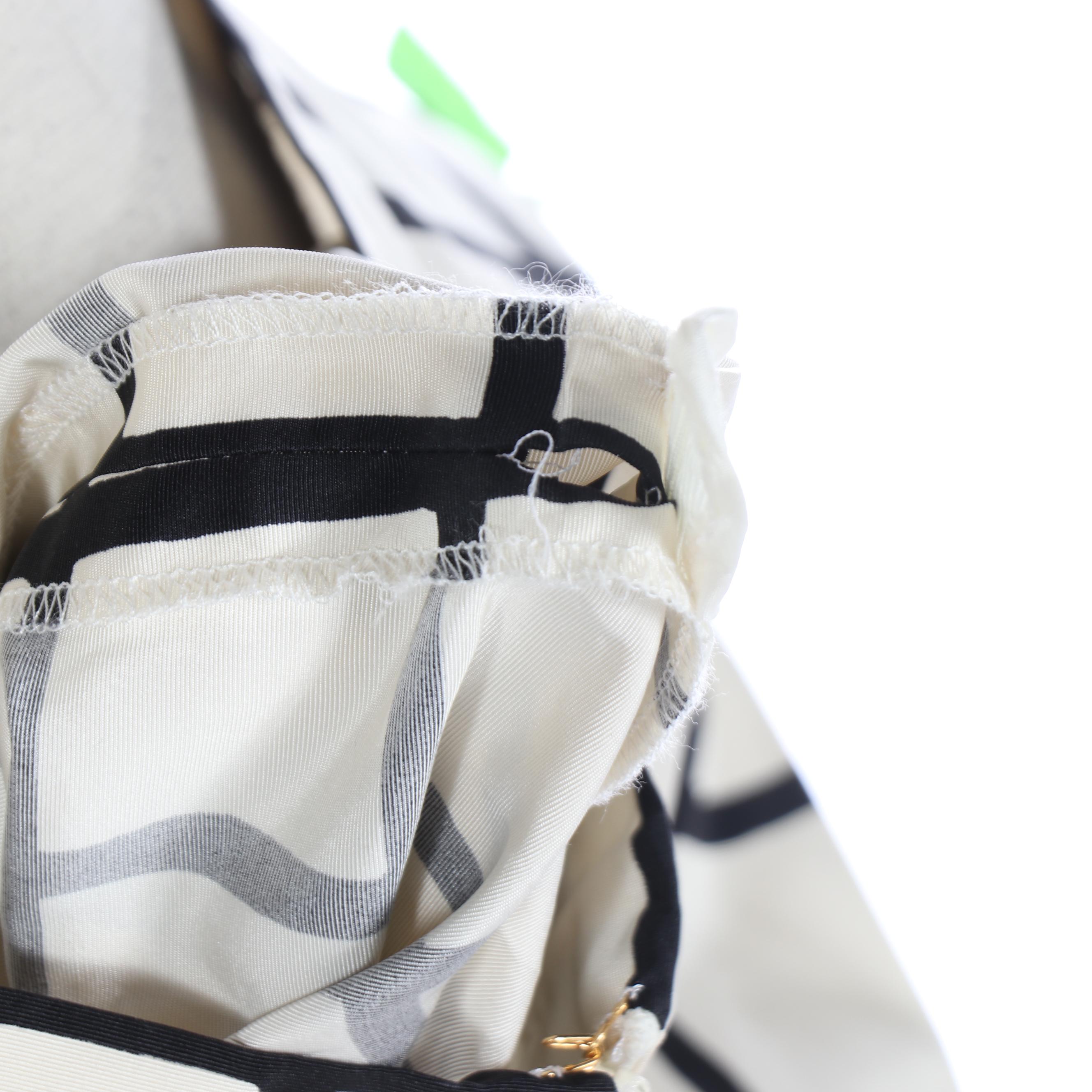 Prada Pleated Skirt in Cream/Black Windowpane Silk