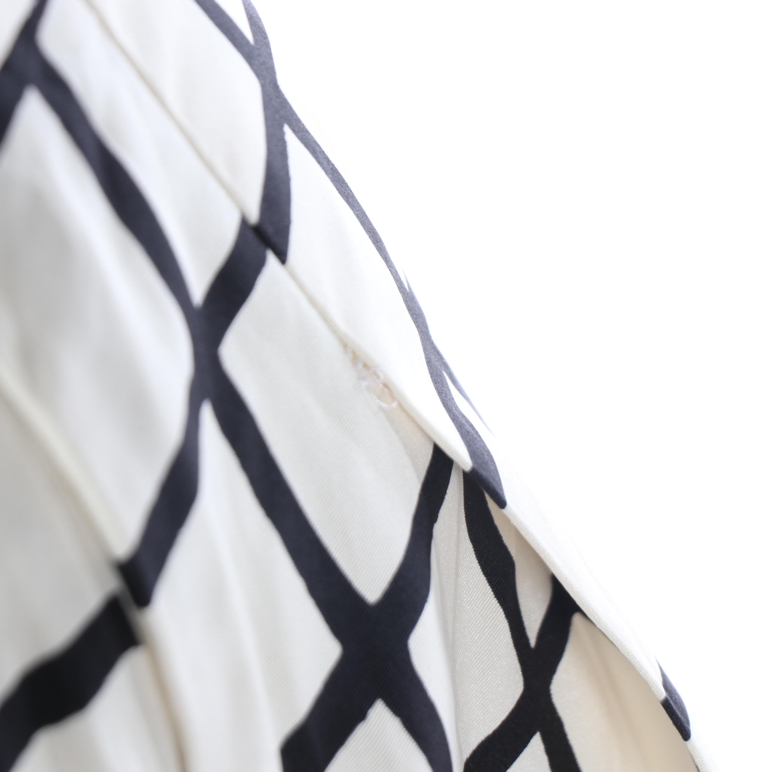 Prada Pleated Skirt in Cream/Black Windowpane Silk