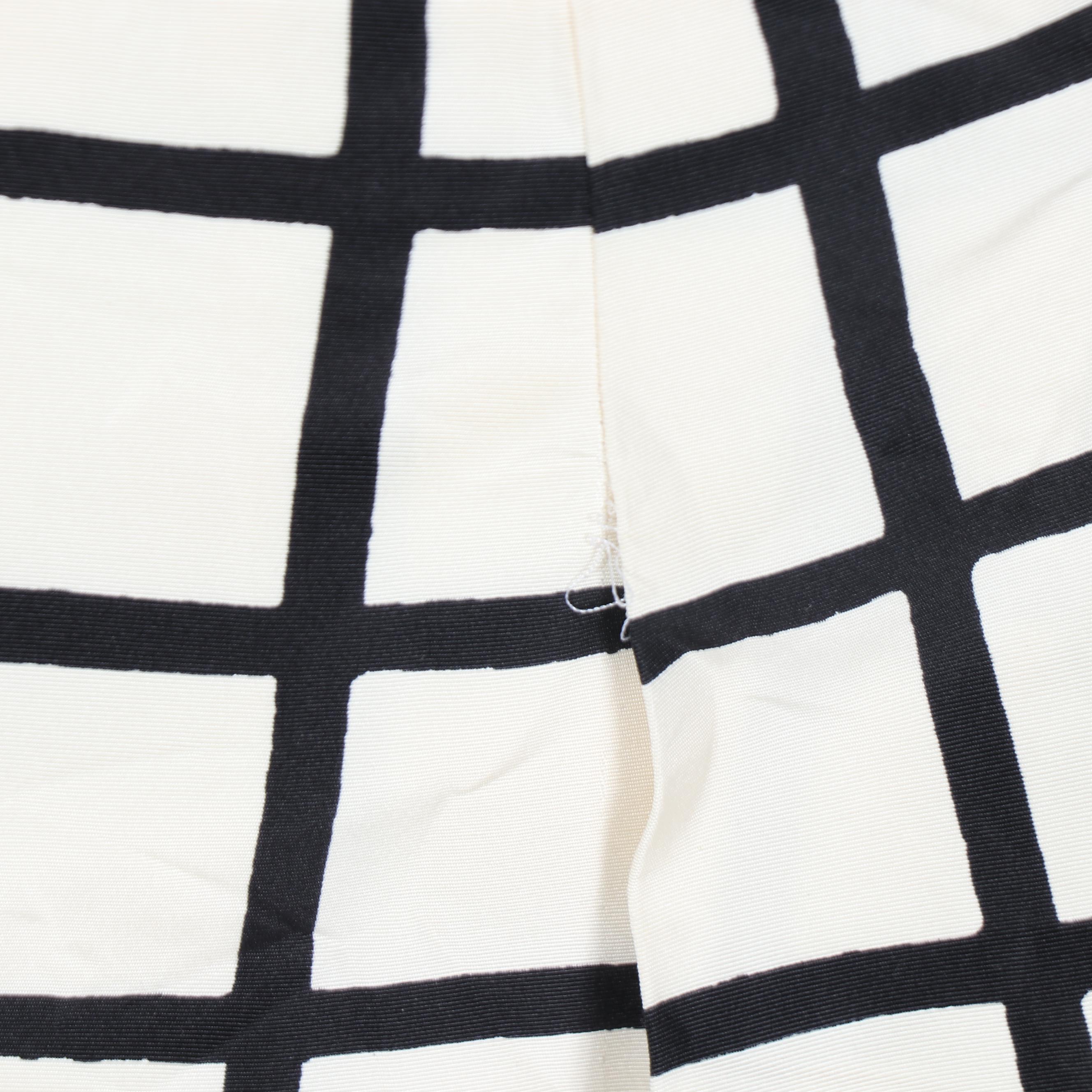 Prada Pleated Skirt in Cream/Black Windowpane Silk
