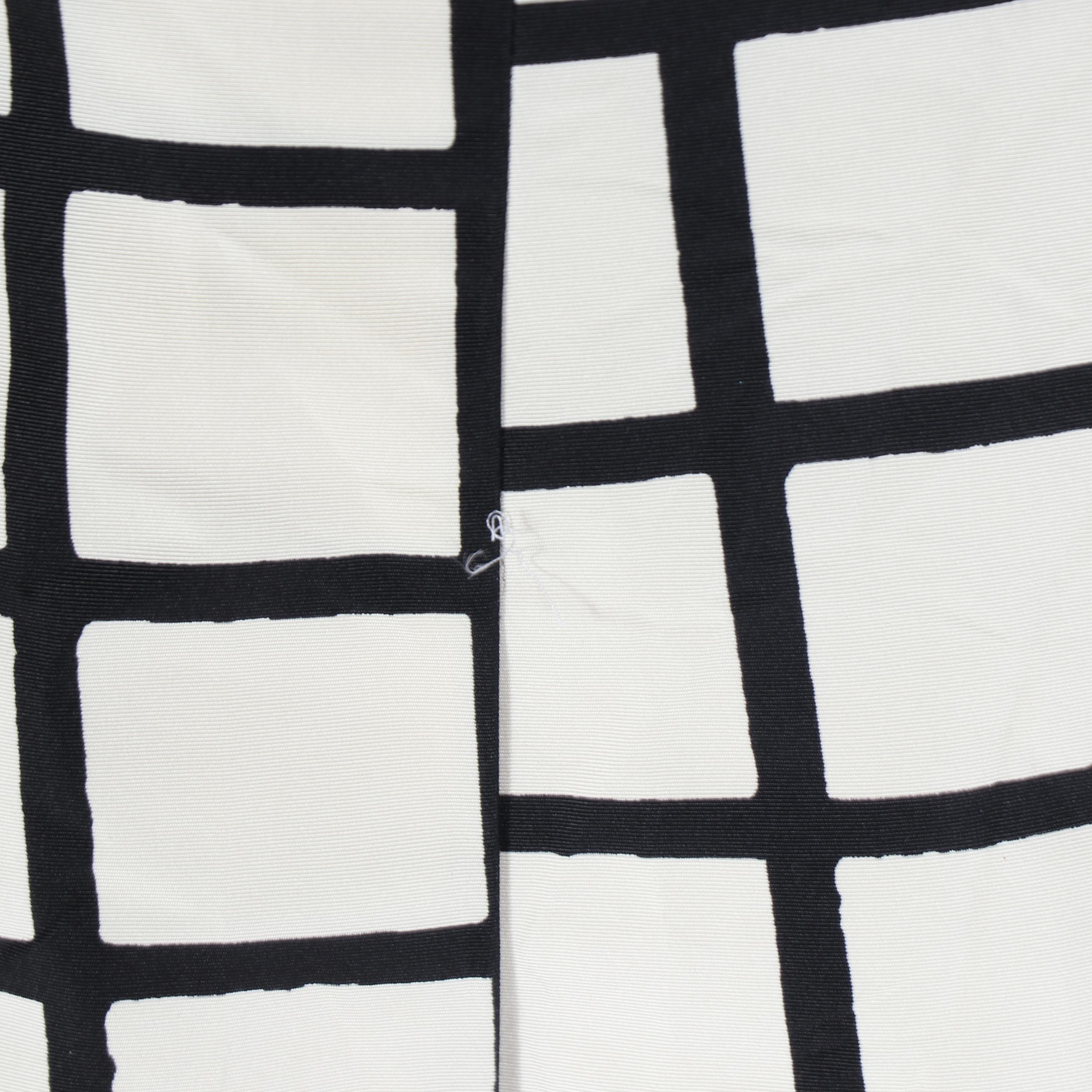 Prada Pleated Skirt in Cream/Black Windowpane Silk