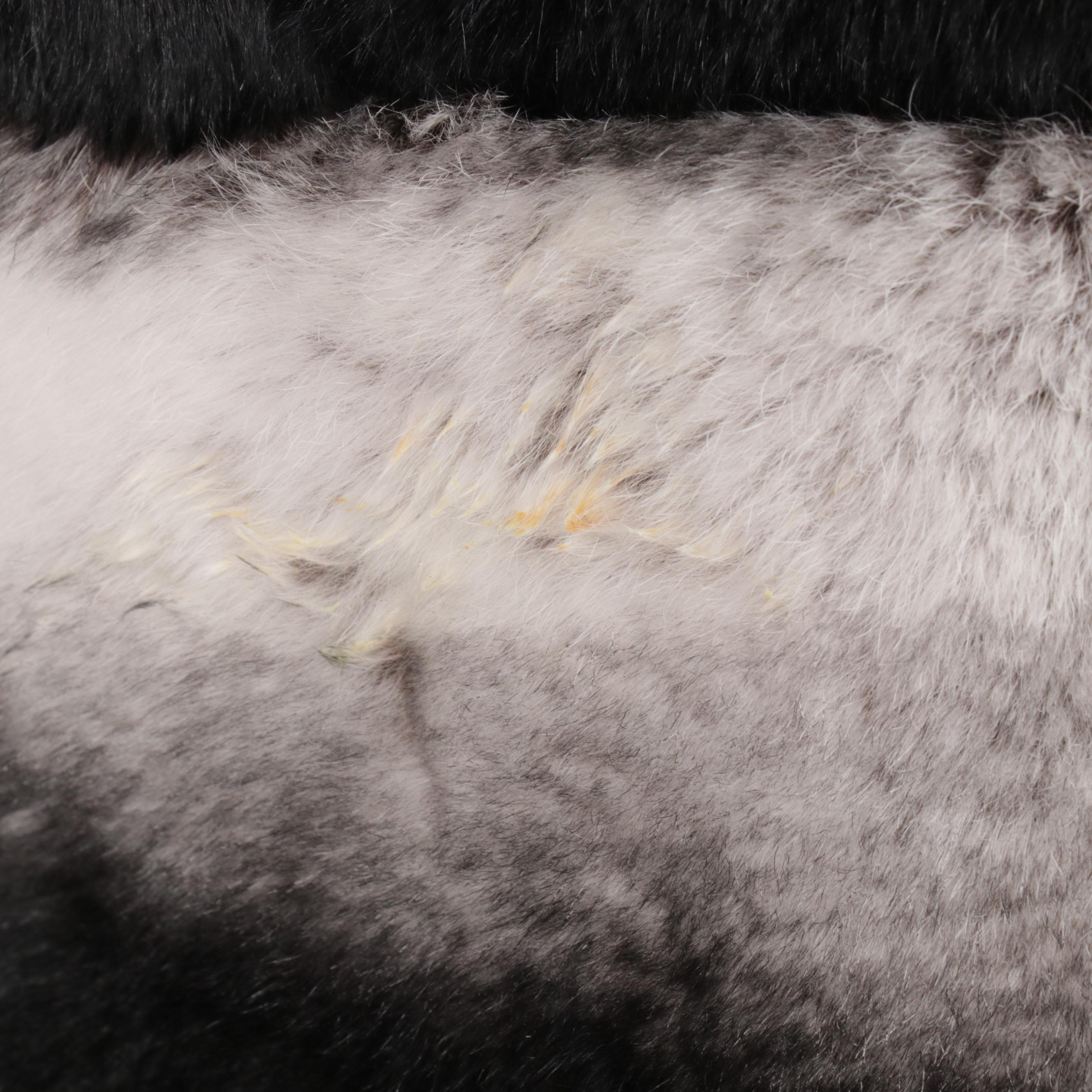 Chinchilla-Dyed Rex Rabbit Fur Hooded Stroller Coat