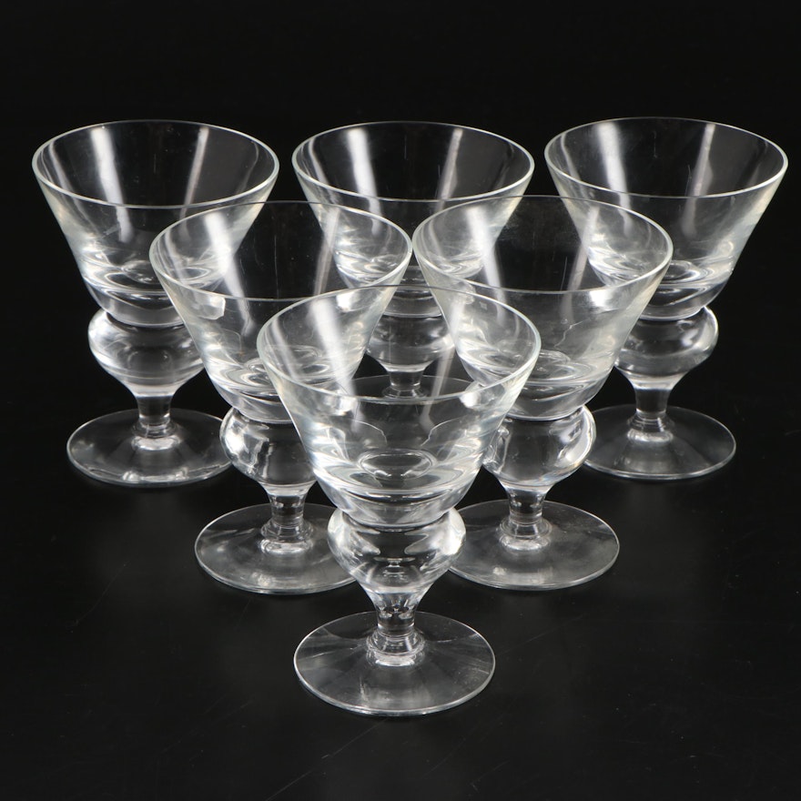 Champagne or Sorbet Glasses with Bulb Stem, Mid to Late 20th C.