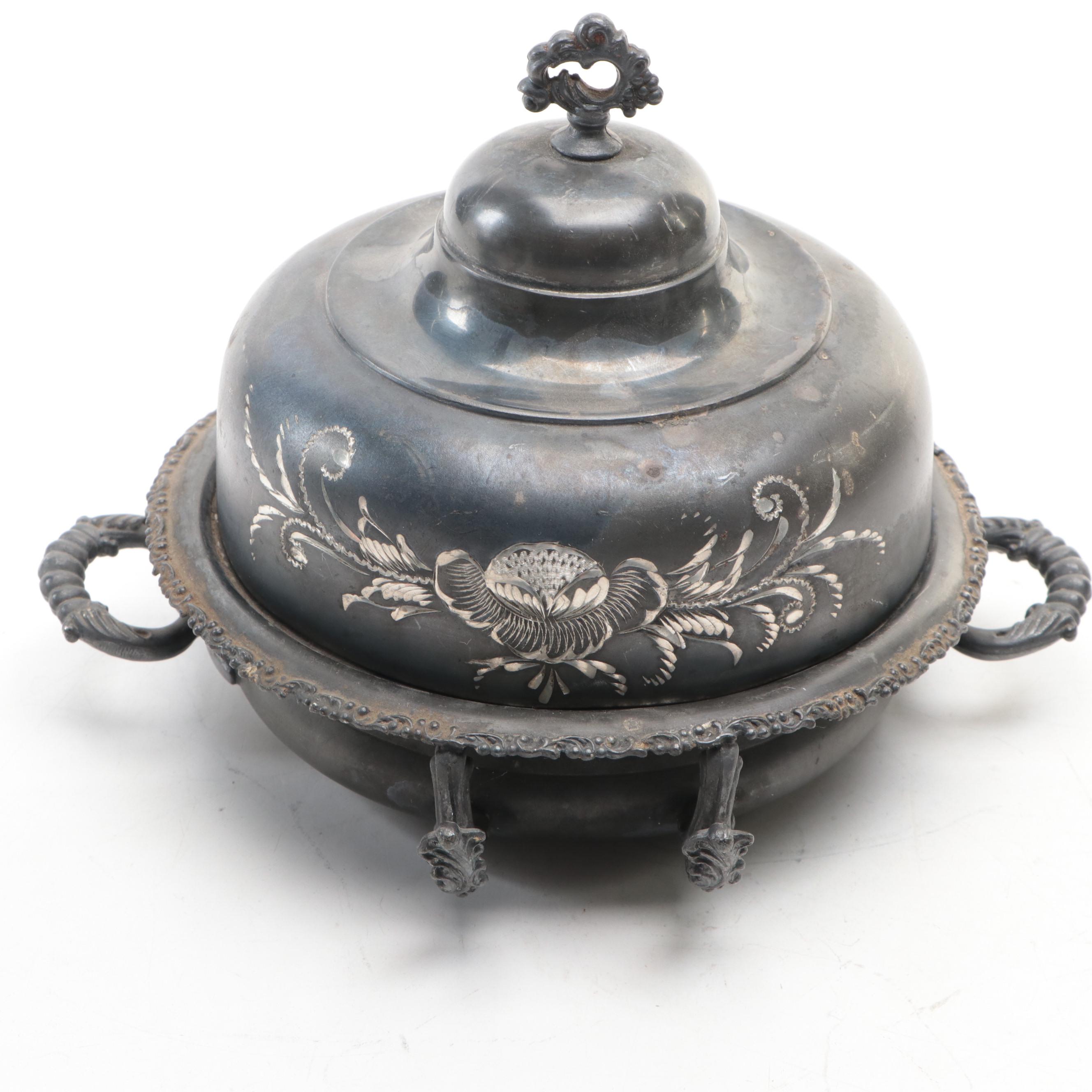 Barbour Silver Co. Tilting Water Pitcher with Other Silver Plate Tableware