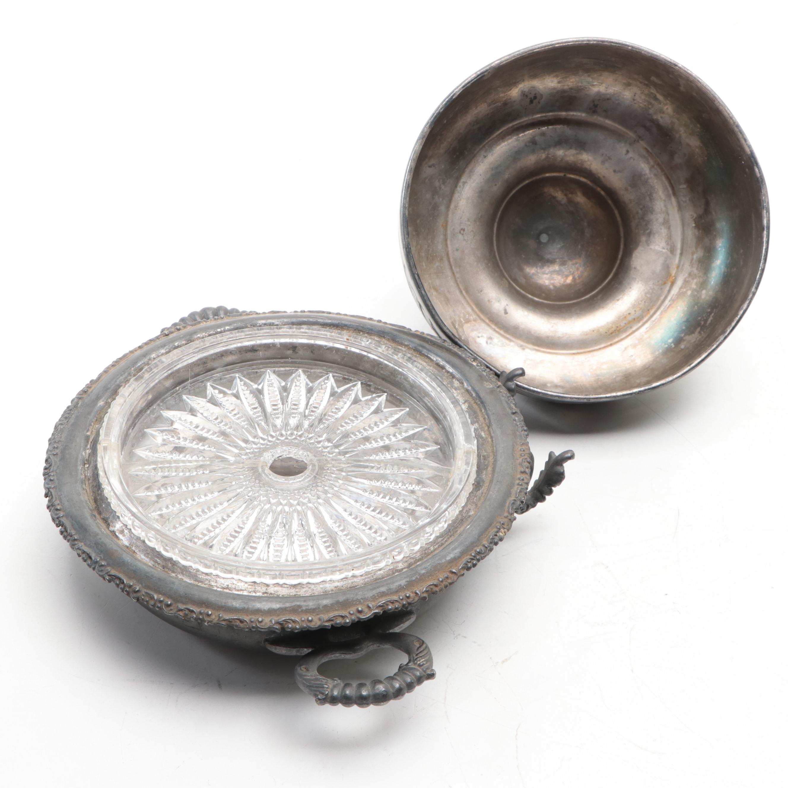 Barbour Silver Co. Tilting Water Pitcher with Other Silver Plate Tableware