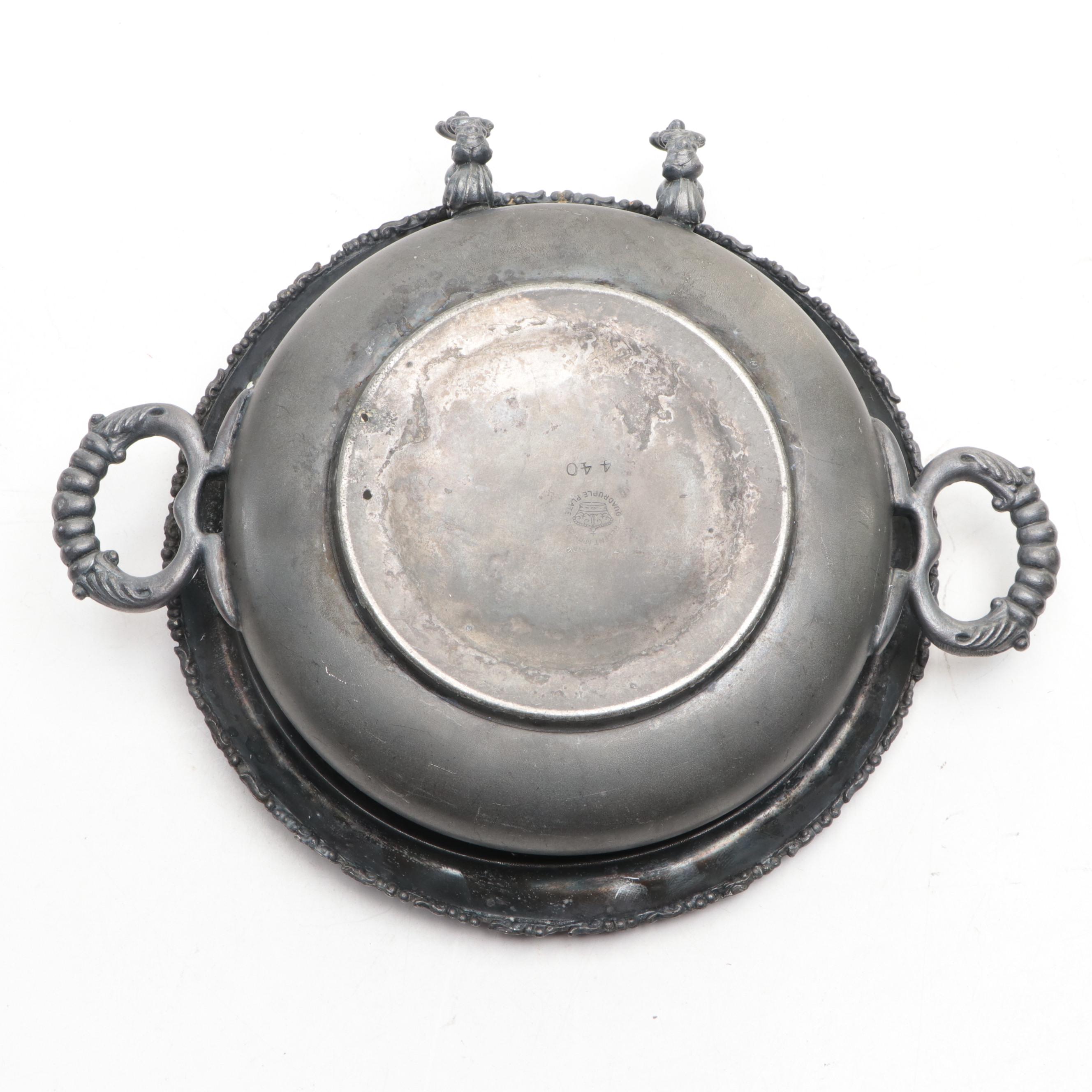 Barbour Silver Co. Tilting Water Pitcher with Other Silver Plate Tableware