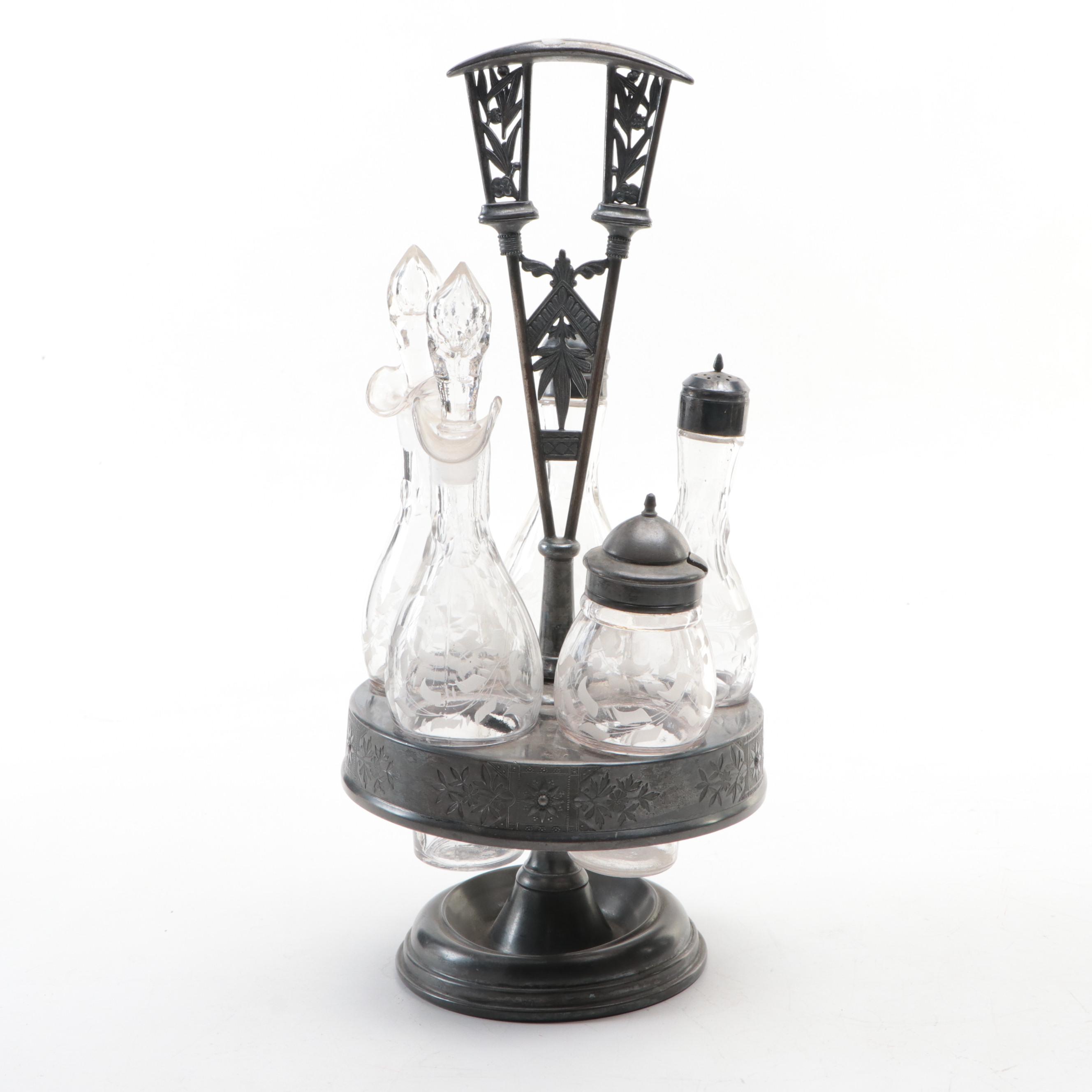 Barbour Silver Co. Tilting Water Pitcher with Other Silver Plate Tableware