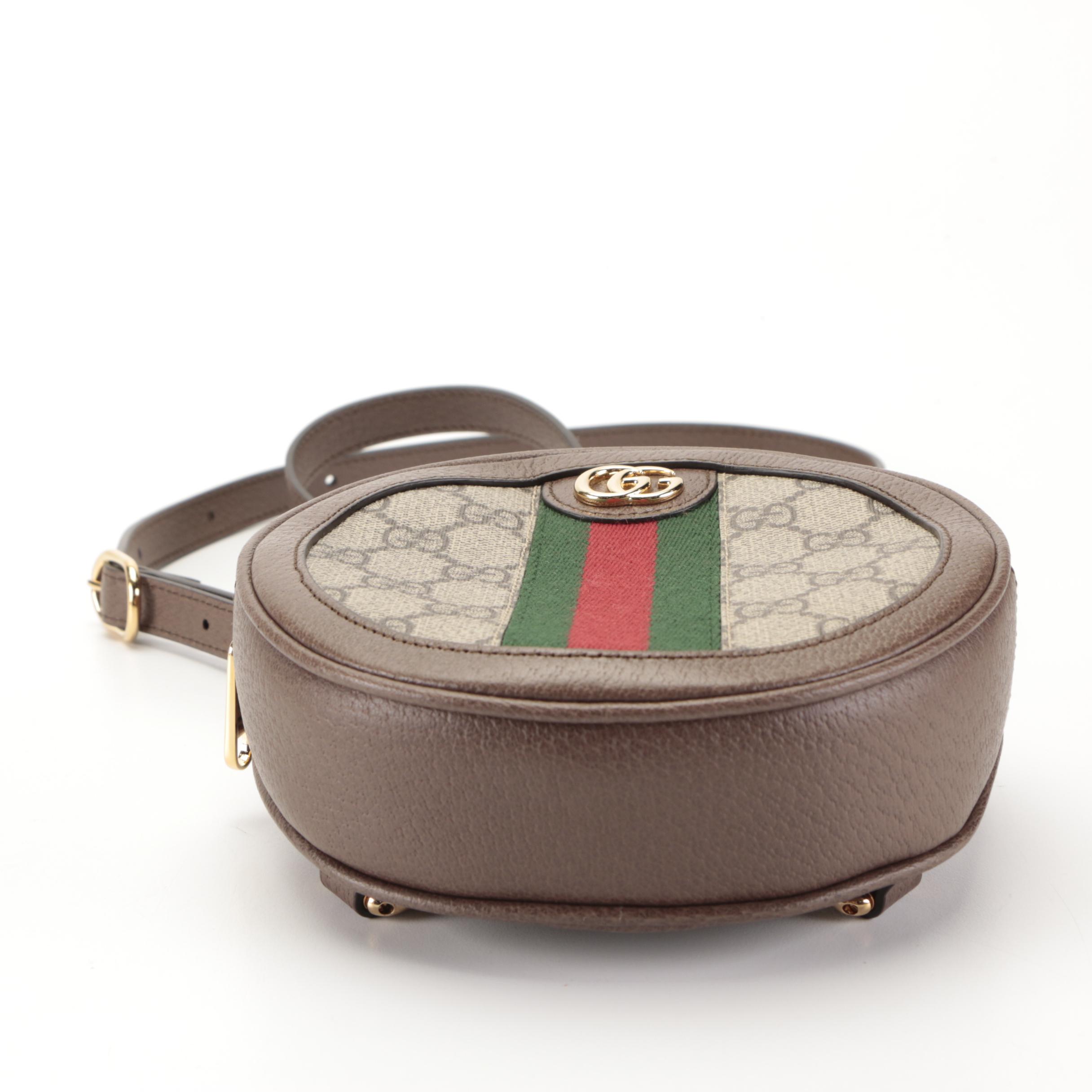 Gucci Ophidia Round Mini Backpack in GG Supreme Canvas and Cinghiale Leather