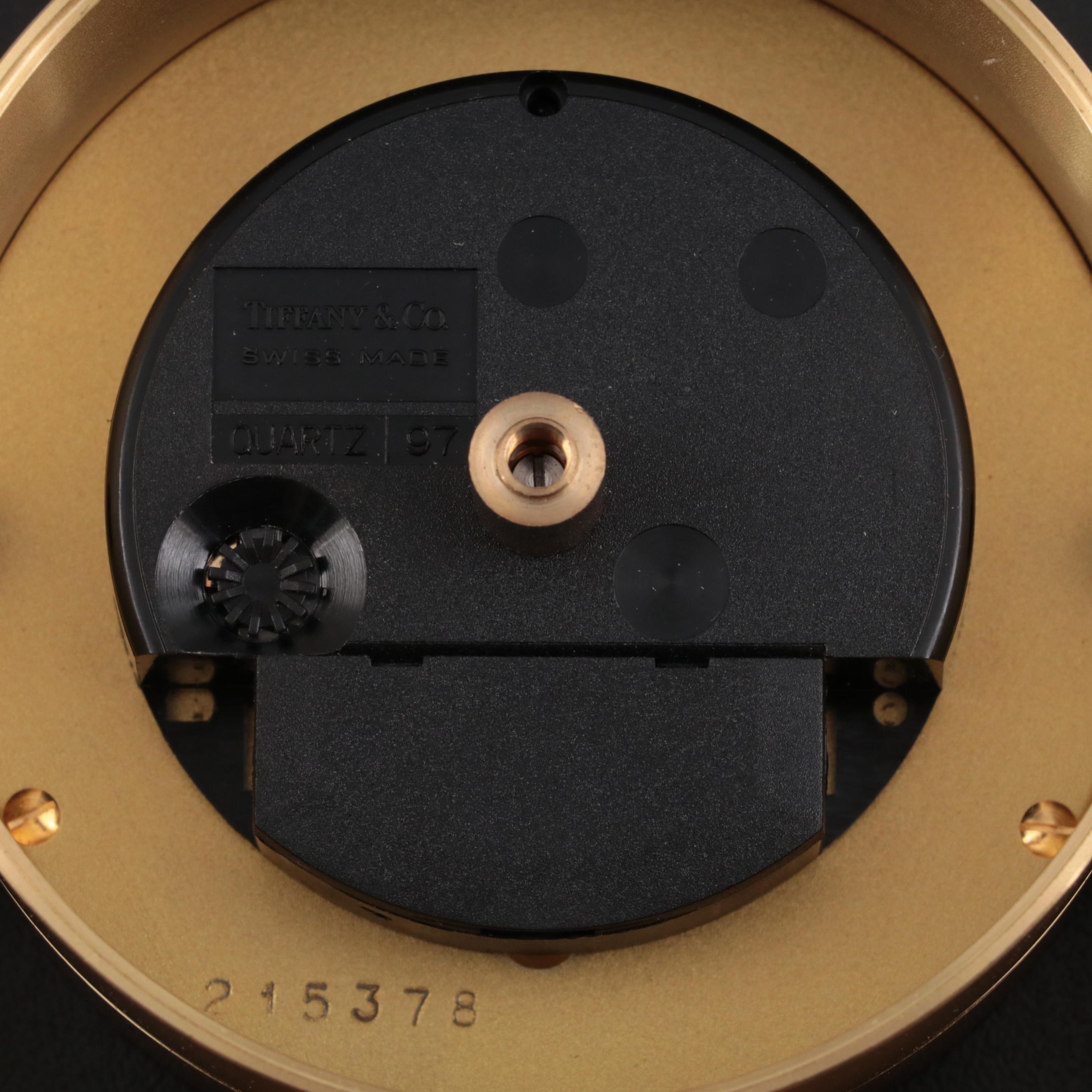 Tiffany & Co. Gilt Brass Desktop Clock