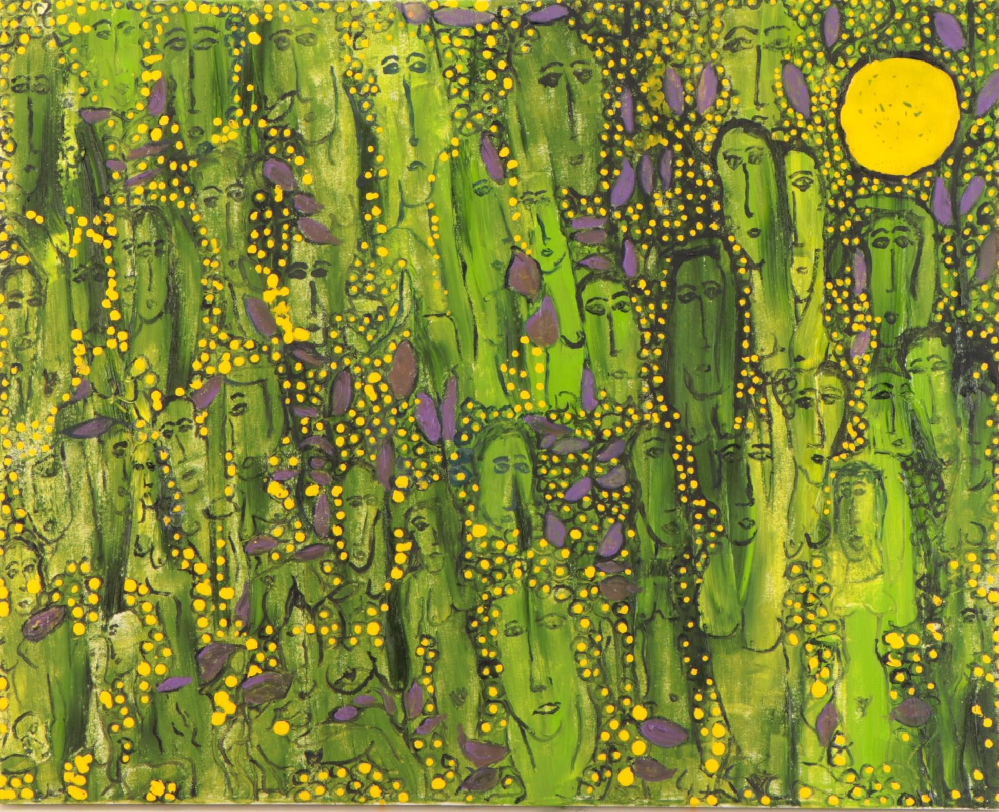 Jeff Harris Abstract Figural Acrylic Painting, 21st Century