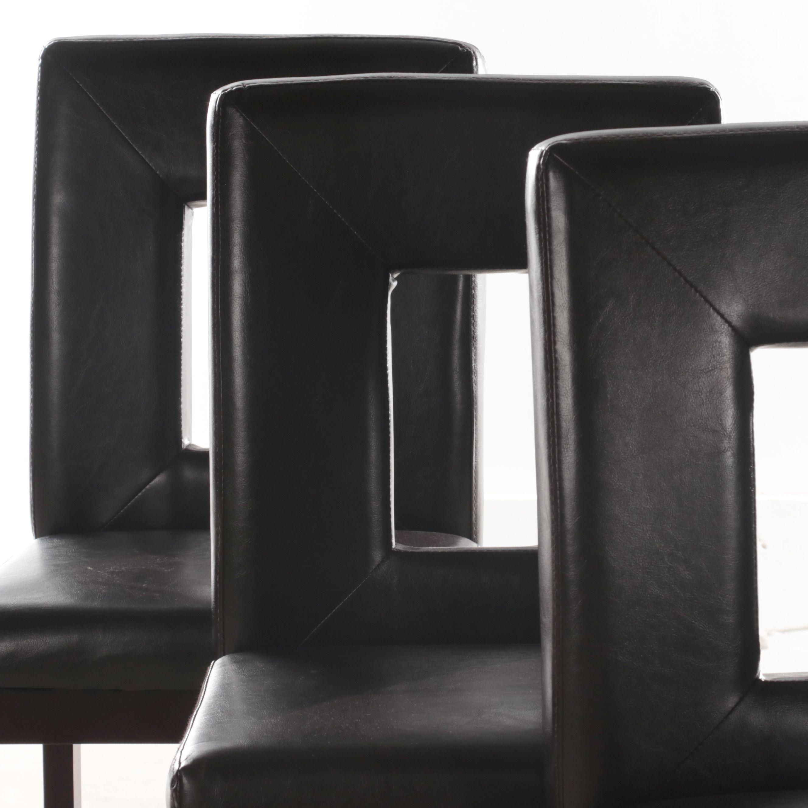 Four Garden Ridge Modernist Style Faux-Leather Bar Stools