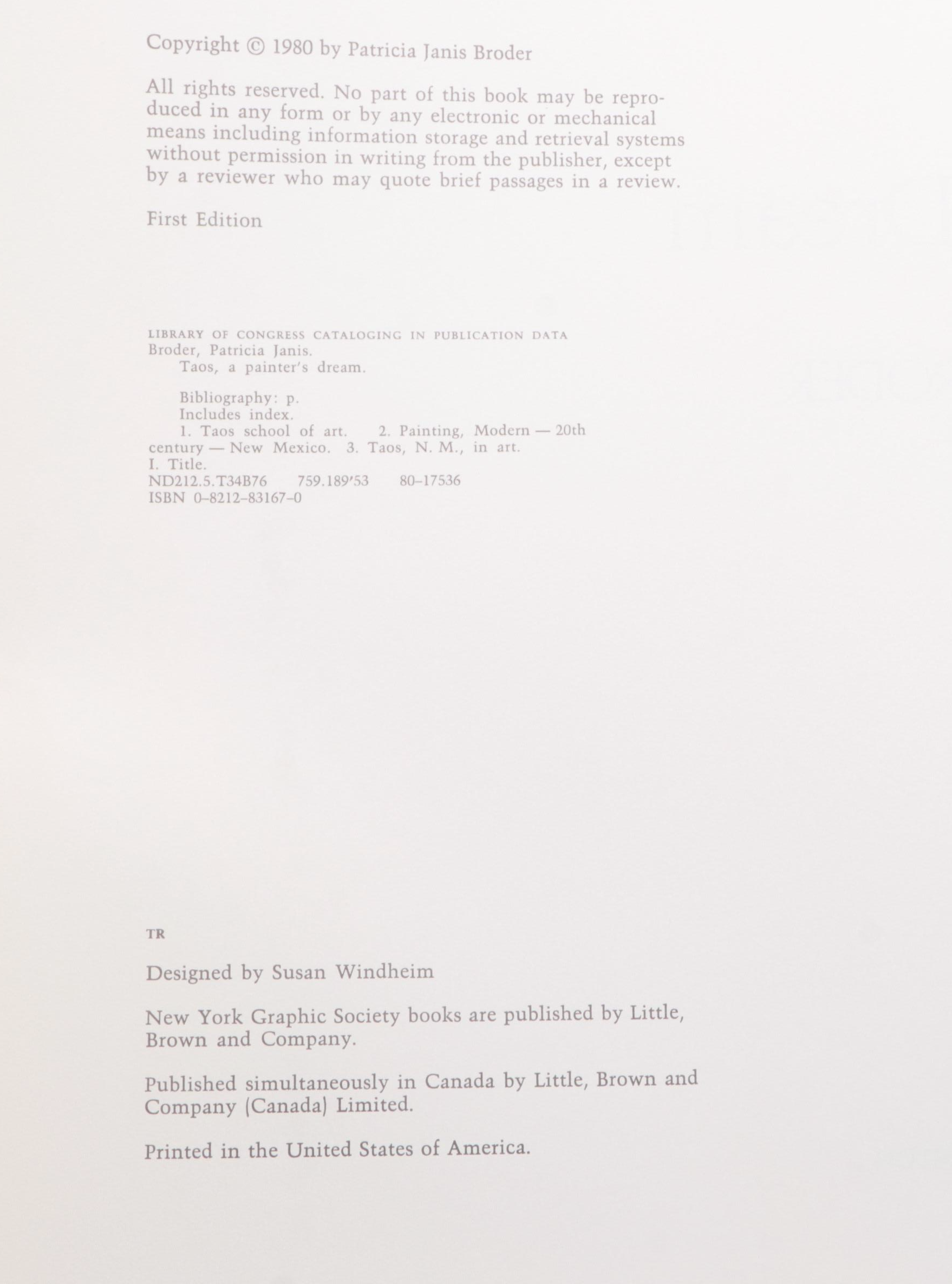 First Edition "Taos: A Painter's Dream" by Patricia Janis Broder and More Books