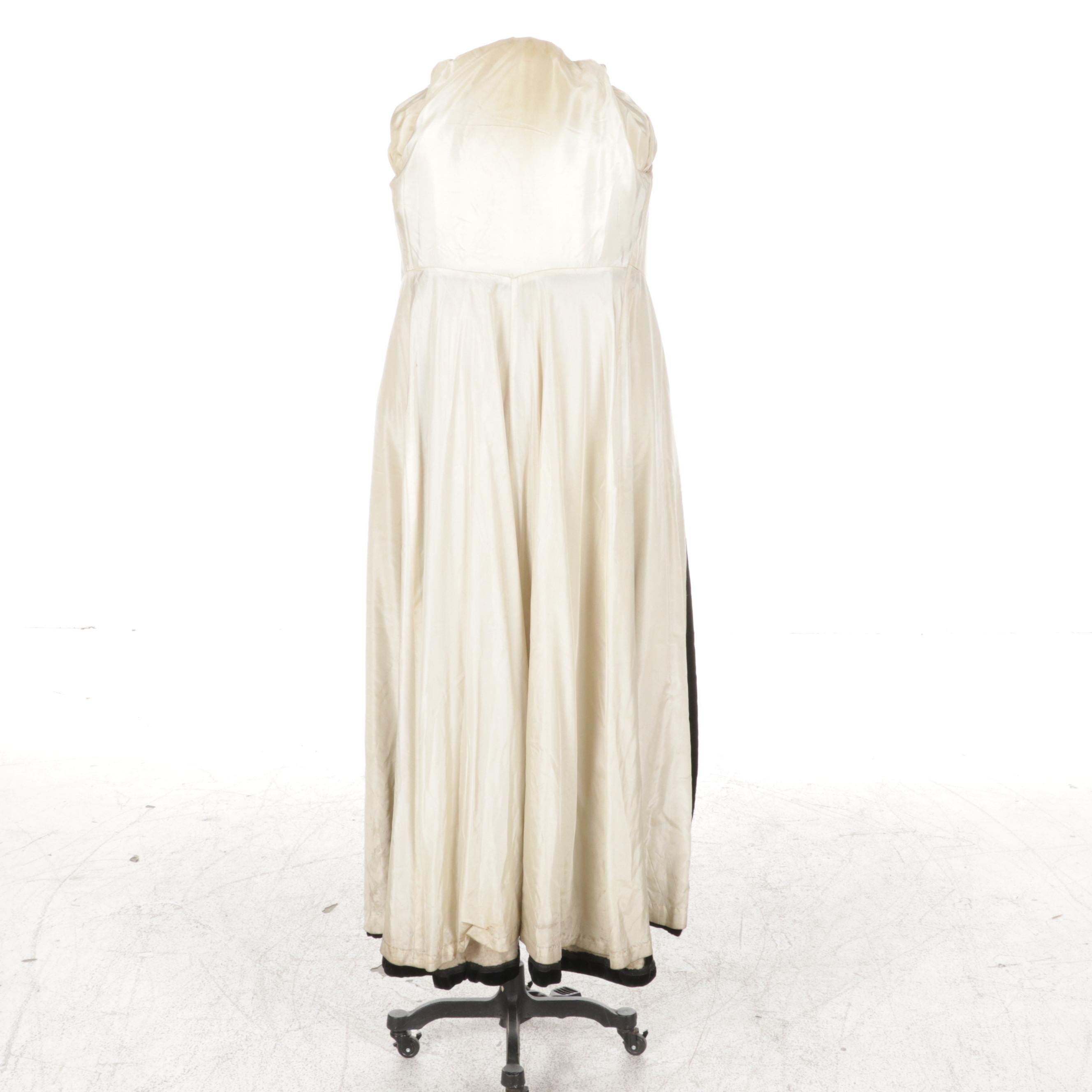 Sequin-Embellished Black Velvet Swing Coat, 1930s-1940s