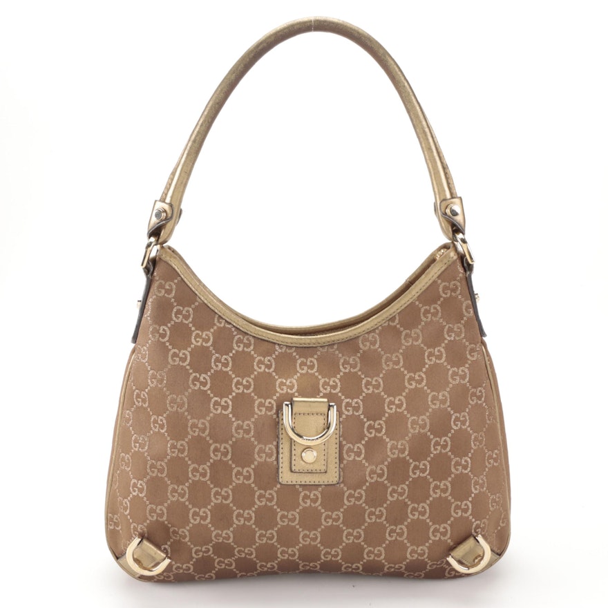 Gucci Abbey Medium D-Ring Hobo Bag in Metallic GG Canvas and Leather