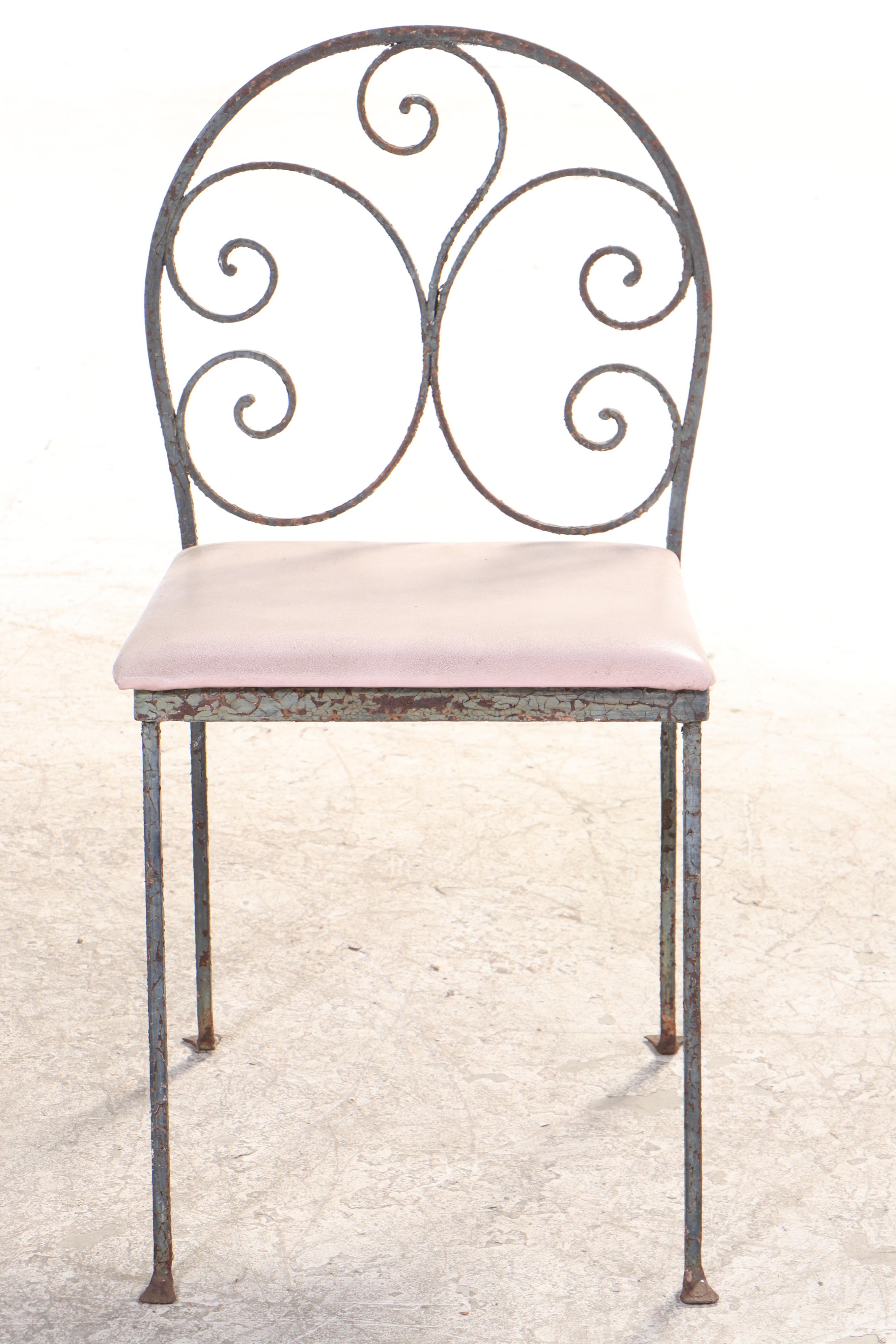 Glass Top Metal Patio Dining Table with Six Chairs