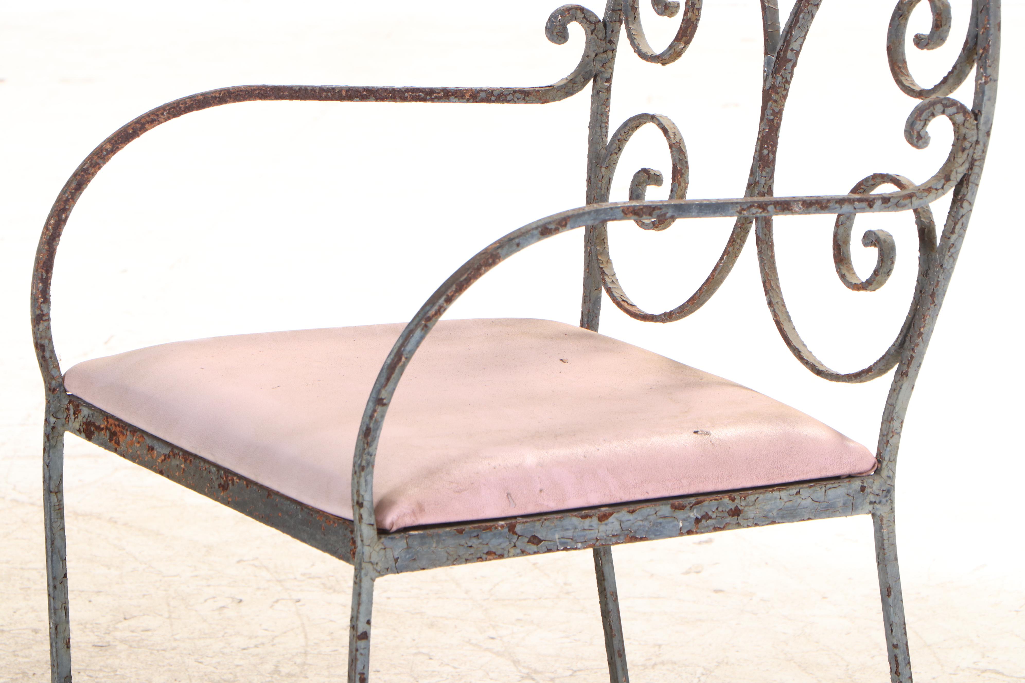 Glass Top Metal Patio Dining Table with Six Chairs